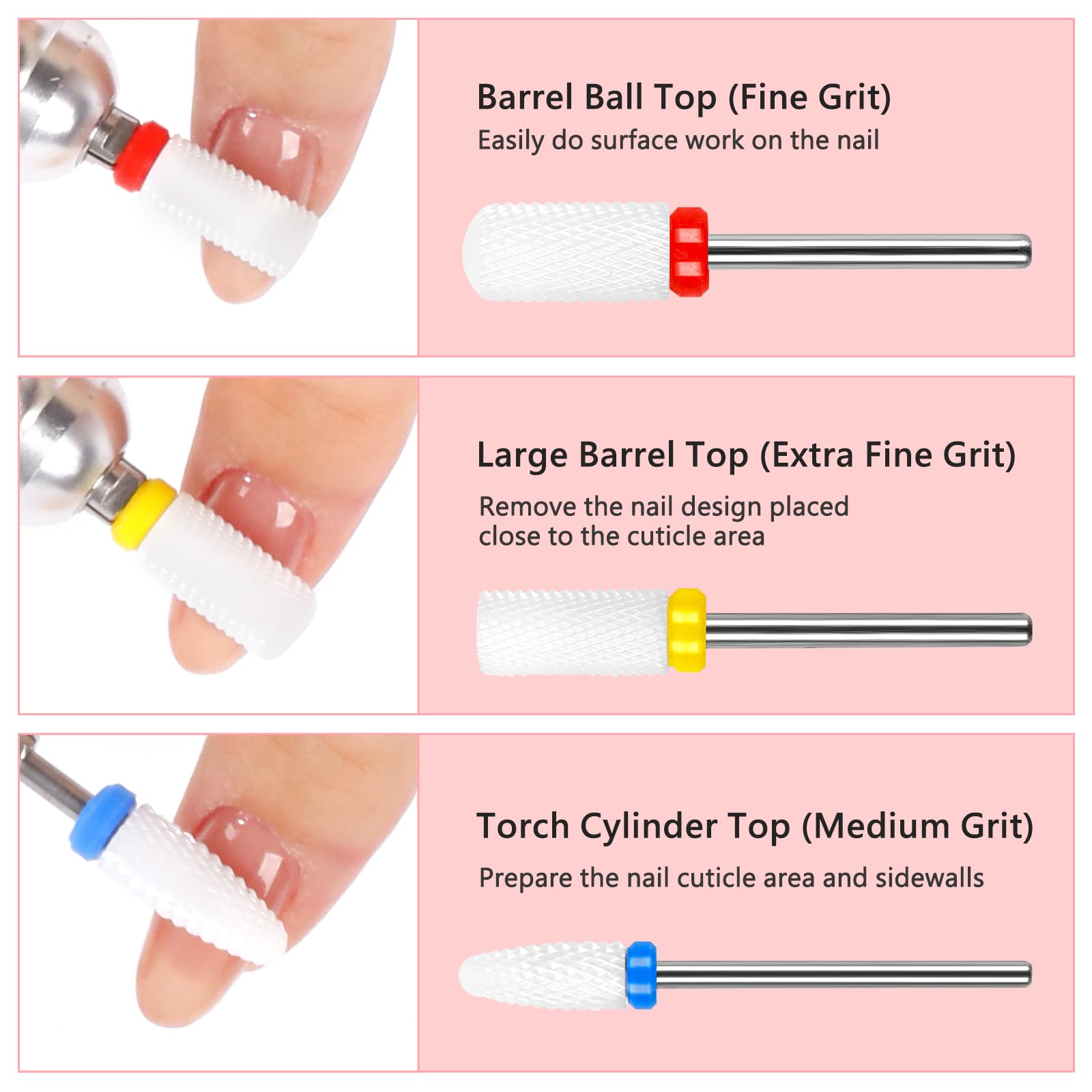 BQAN puntas cerámicas para preparación de uñas, retirada precisa de materiales.