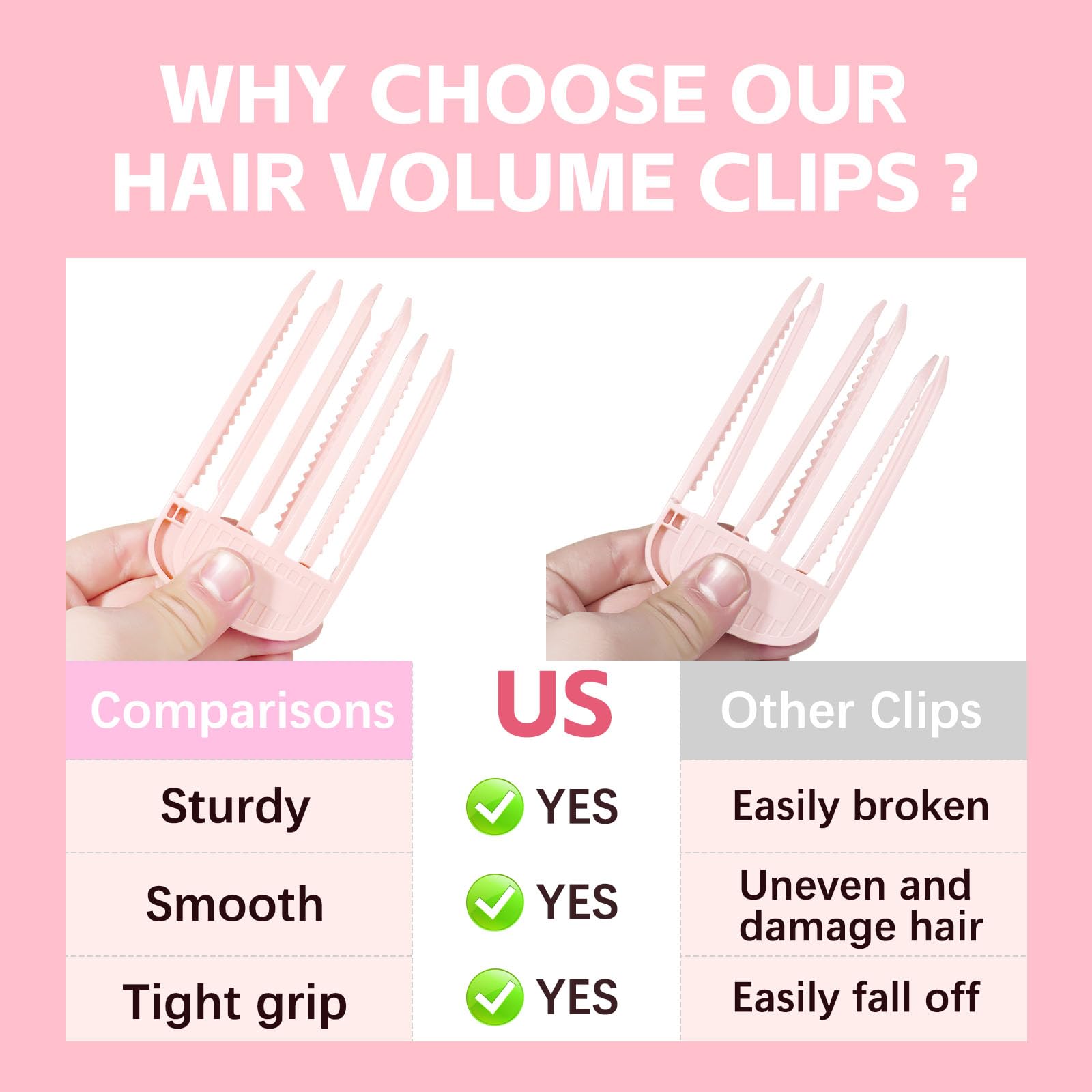 Branbox clips volumen para fijar peinado en la raíz rápida rosa.