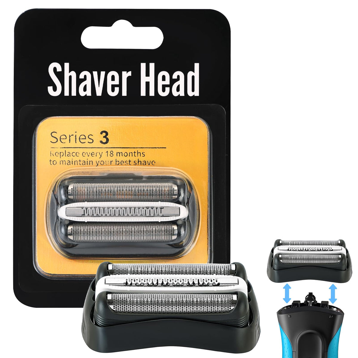 BRAVIKERLY Series 3 32B cabezal recambio para afeitado más cercano y cómodo