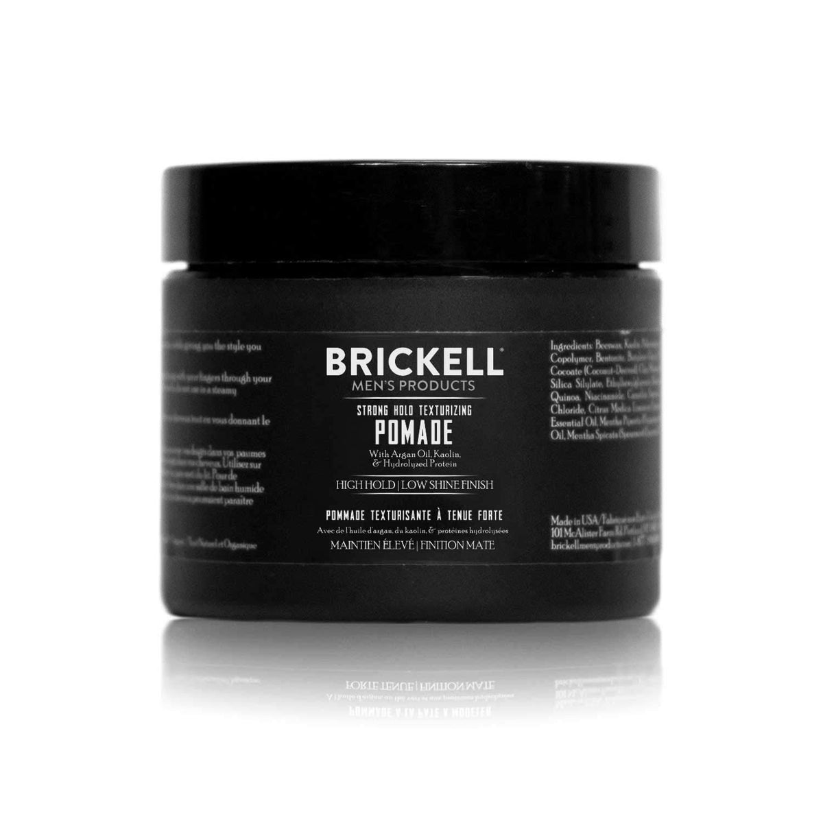 Brickell Pomada Texturizante: frasco de 2 oz para fijación fuerte y duradera.