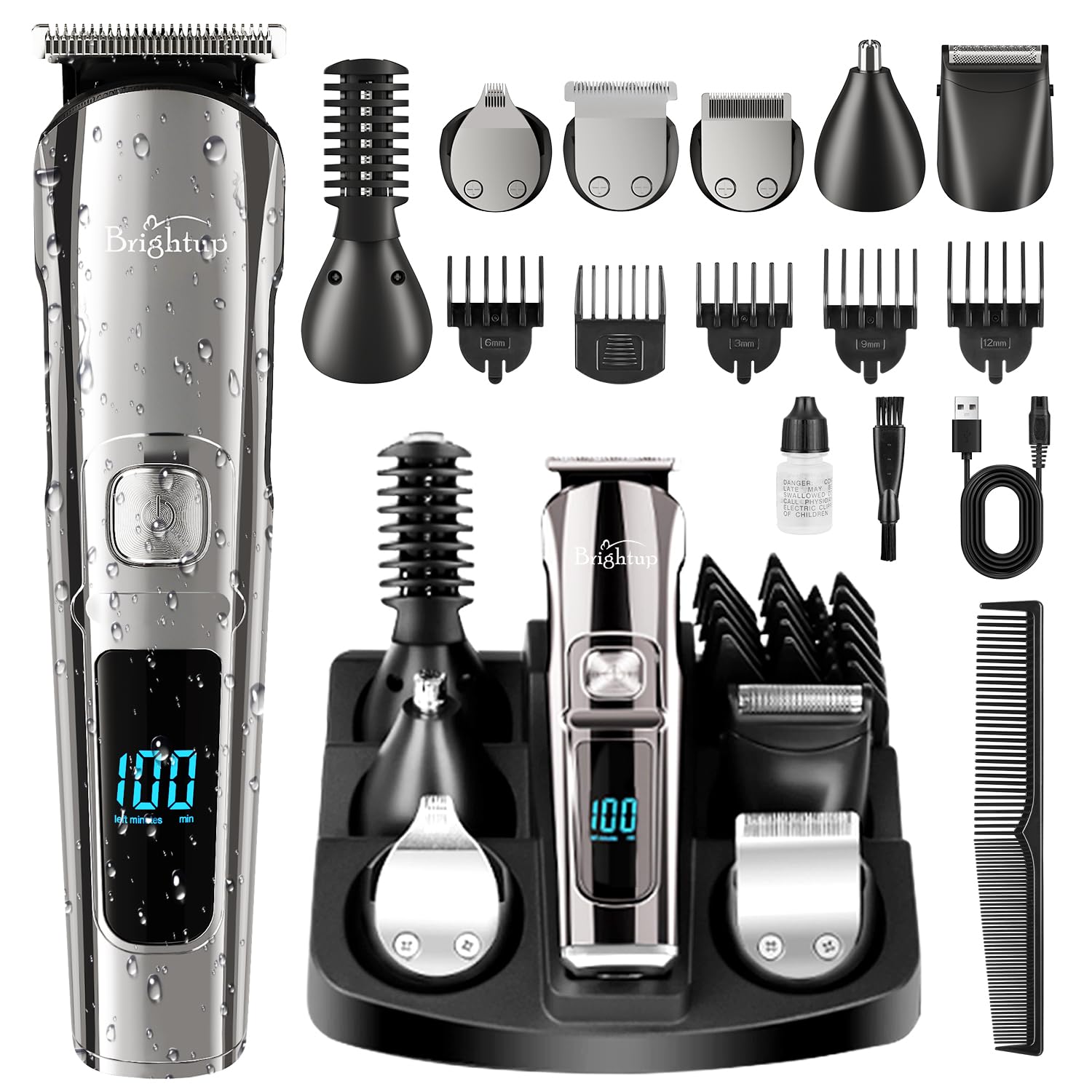 Brightup recortadora de barba con 6 cabezales para múltiples estilos