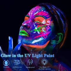 BRIMFULITE Glow UV Paint for smooth, precise skin application.