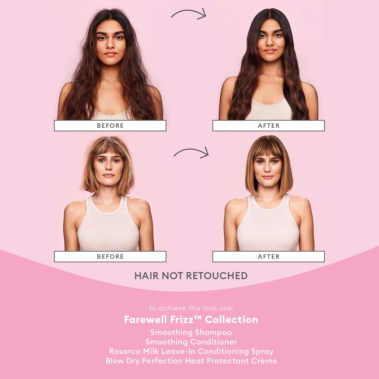 Briogeo Farewell Frizz Crème s’applique sur cheveux humides pour démêlage et brillance.