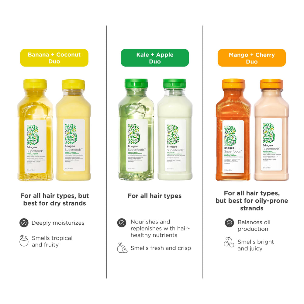 Briogeo Superfoods Mango + Cherry: nutrición para cabello y fibra capilar.