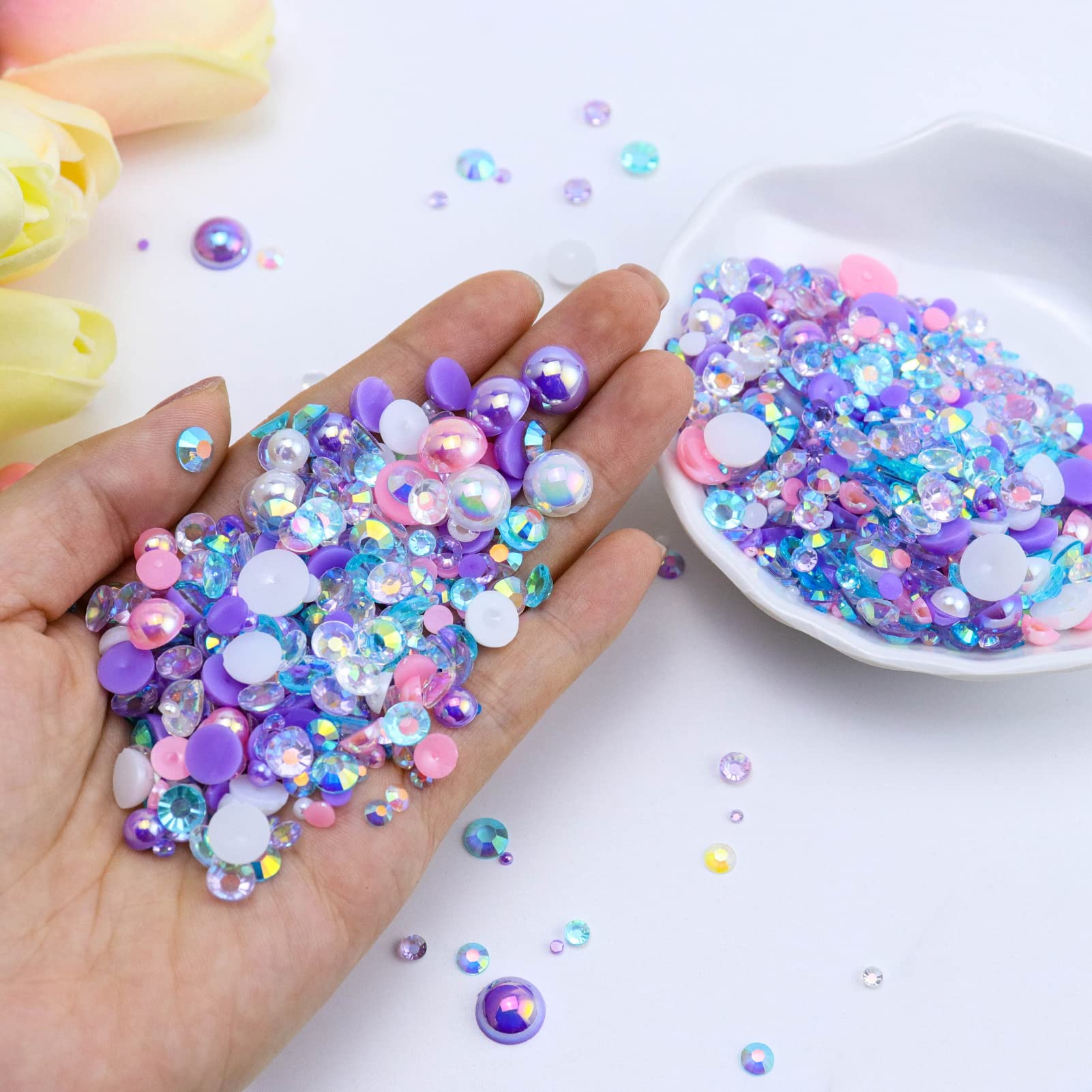 Briskbloom cristales de resina 2–6 mm, decoraciones versátiles para uñas y tumblers.