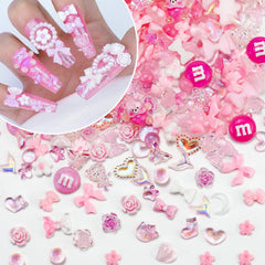 Briskbloom mezcla rosa/blanco/transparente para uñas con brillo suave