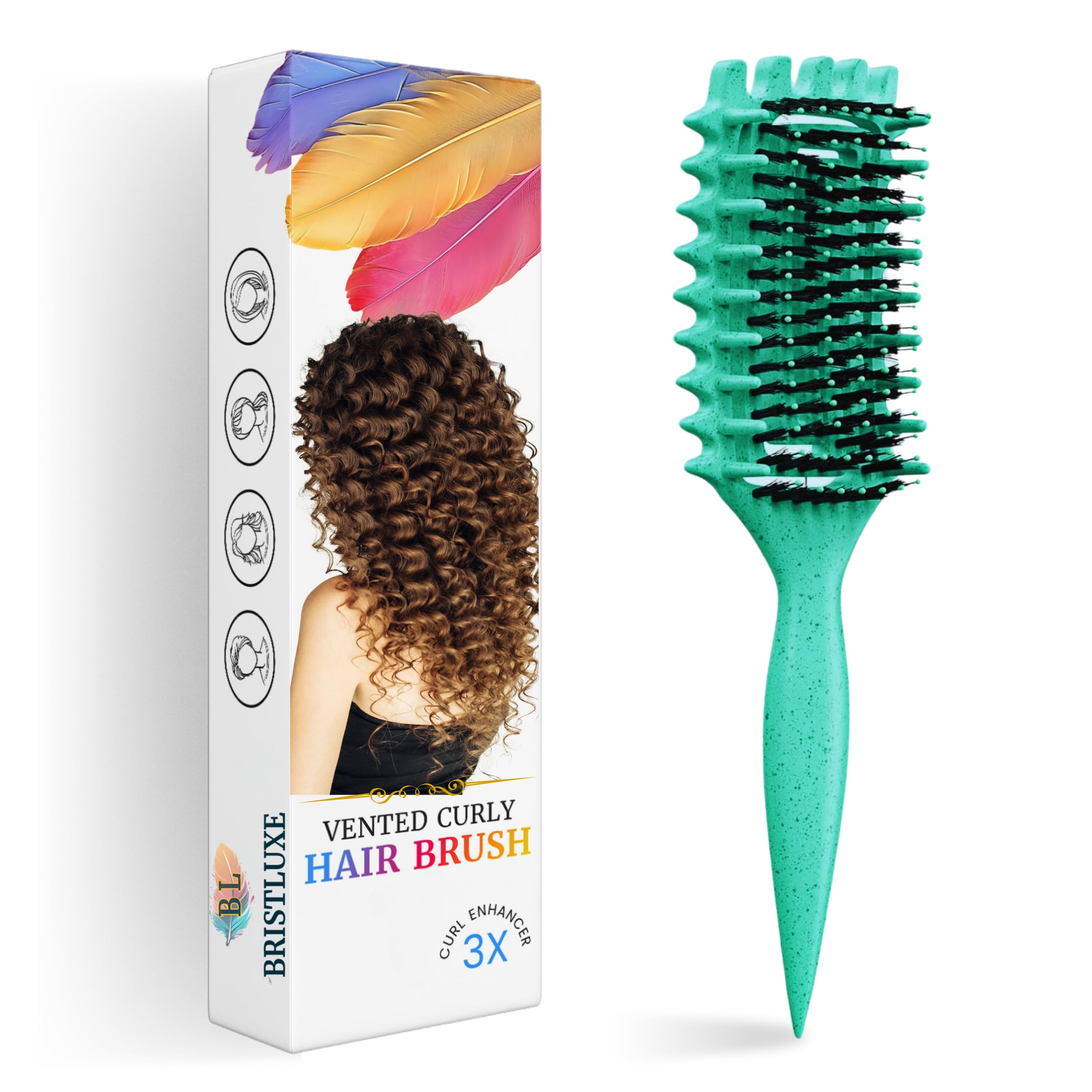 Bristluxe cepillo definidor-rizos ventilado para definir rizos y acelerar el secado.