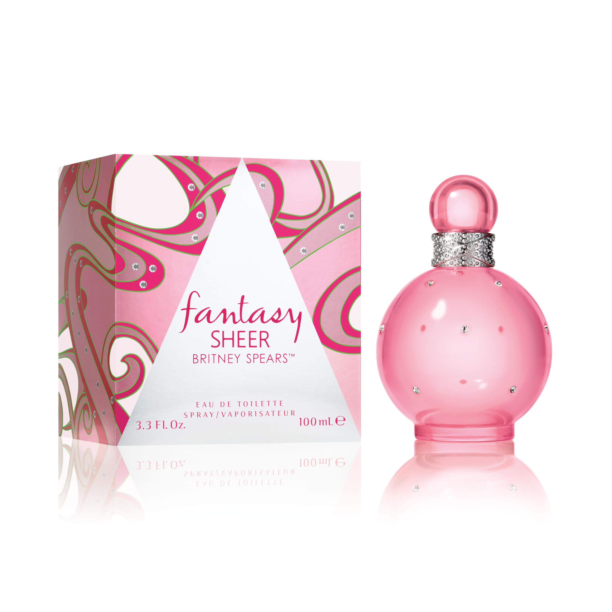 Britney Spears Fantasy Sheer, etiqueta rosada, inicio brillante con litchi y cítricos.