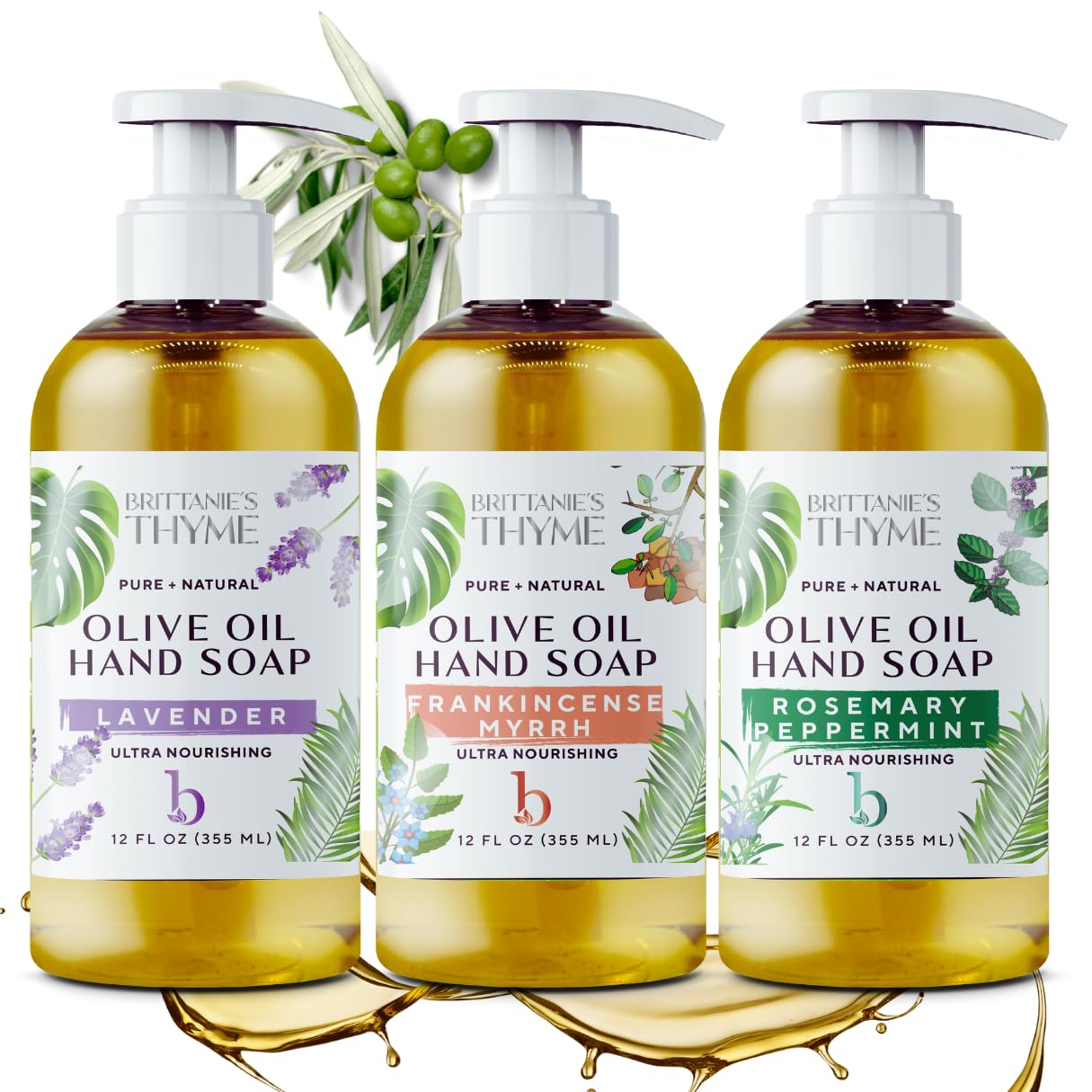 Brittanie's Thyme botella Castile con aromas naturales para limpieza suave