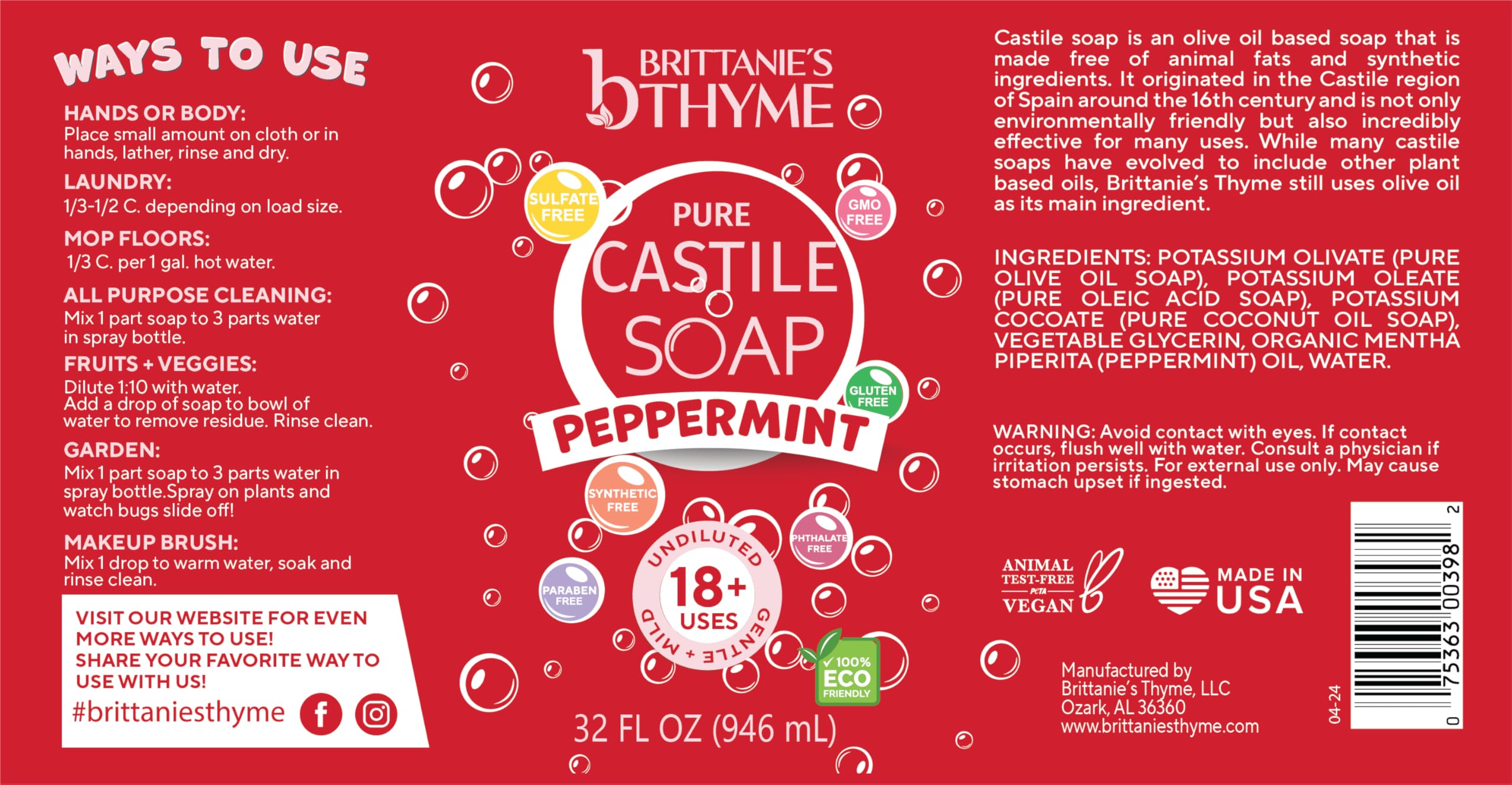 Brittanie's Thyme Hecho en Estados Unidos, producción en lotes pequeños.