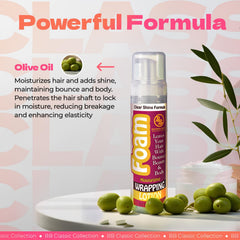 Definición de rizos con BB Foam Wrap Lotion para estilo duradero.