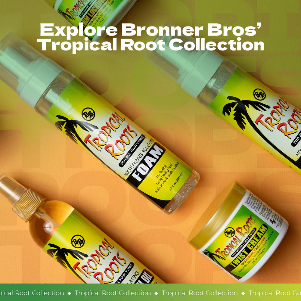 Bronner Bros Tropical Roots Aceite Ricino Negro, hidratación del cuero cabelludo para mayor confort.