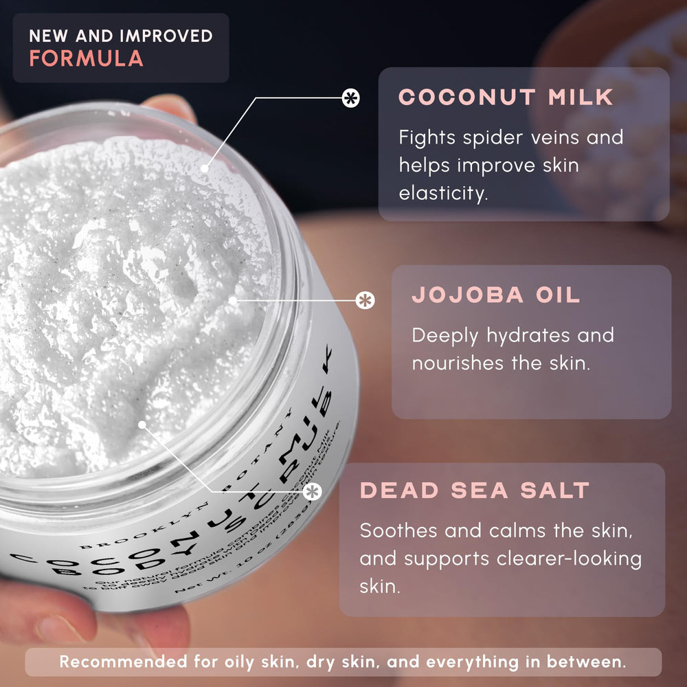 Brooklyn Botany cuidado de manos y cuerpo con exfoliante de coco.