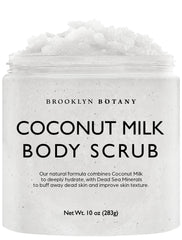 Brooklyn Botany exfoliante cuerpo leche de coco para piel suave.