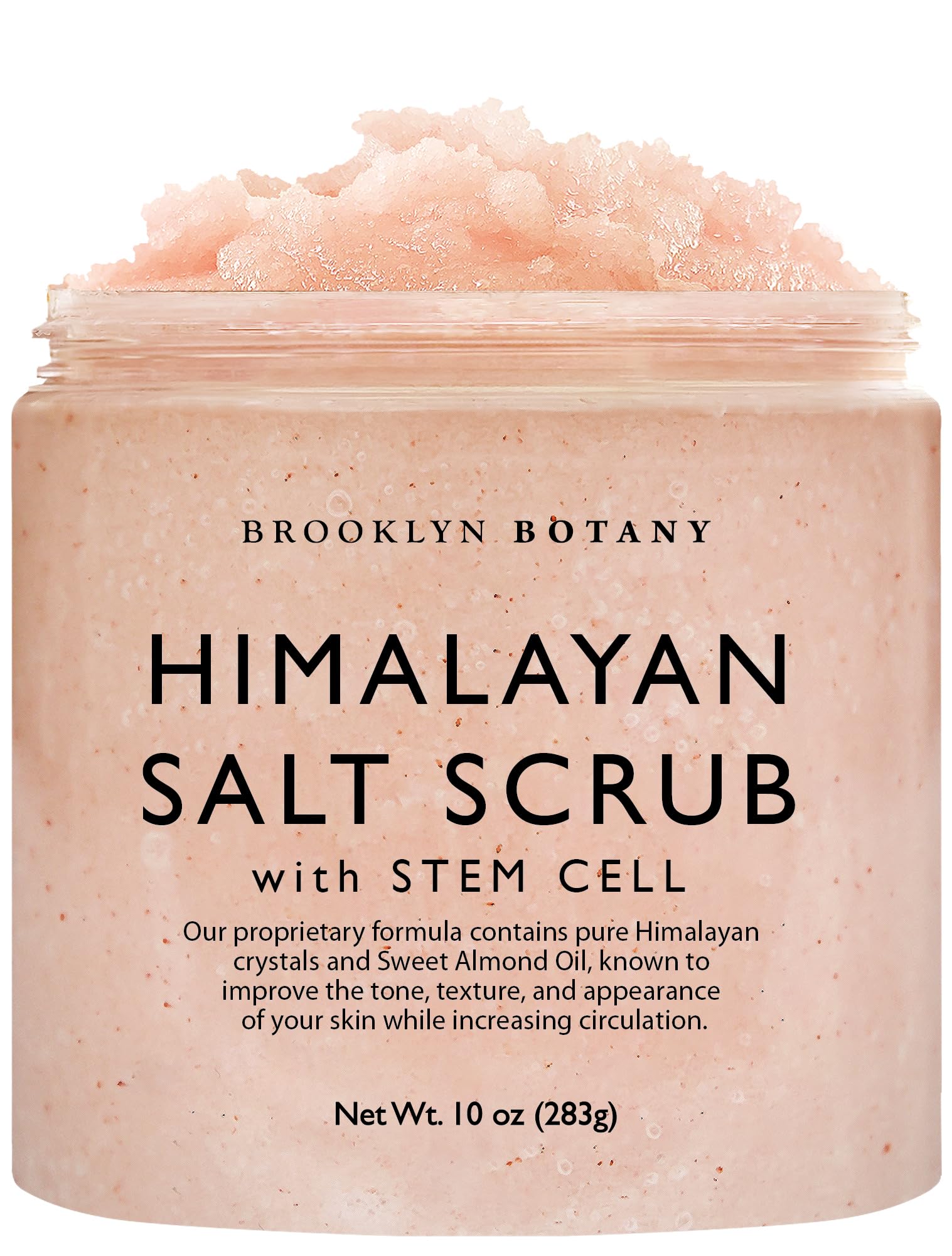 Brooklyn Botany Himalayan Salt & Stem Cell Scrub bottle delivering exfoliation and everyday moisture