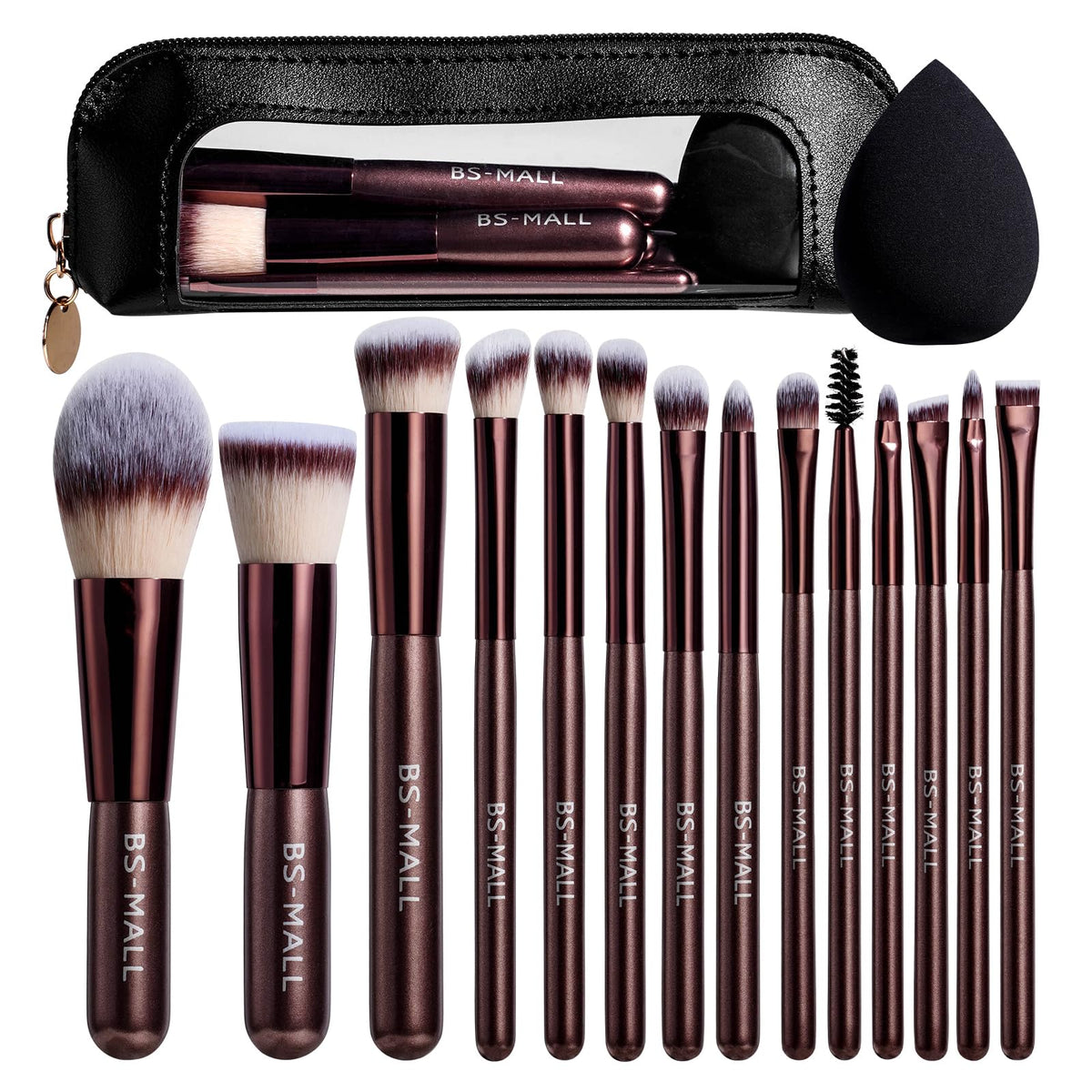 BS-MALL 14 piezas: conjunto completo de brochas con estuche, perfecto para viajar.
