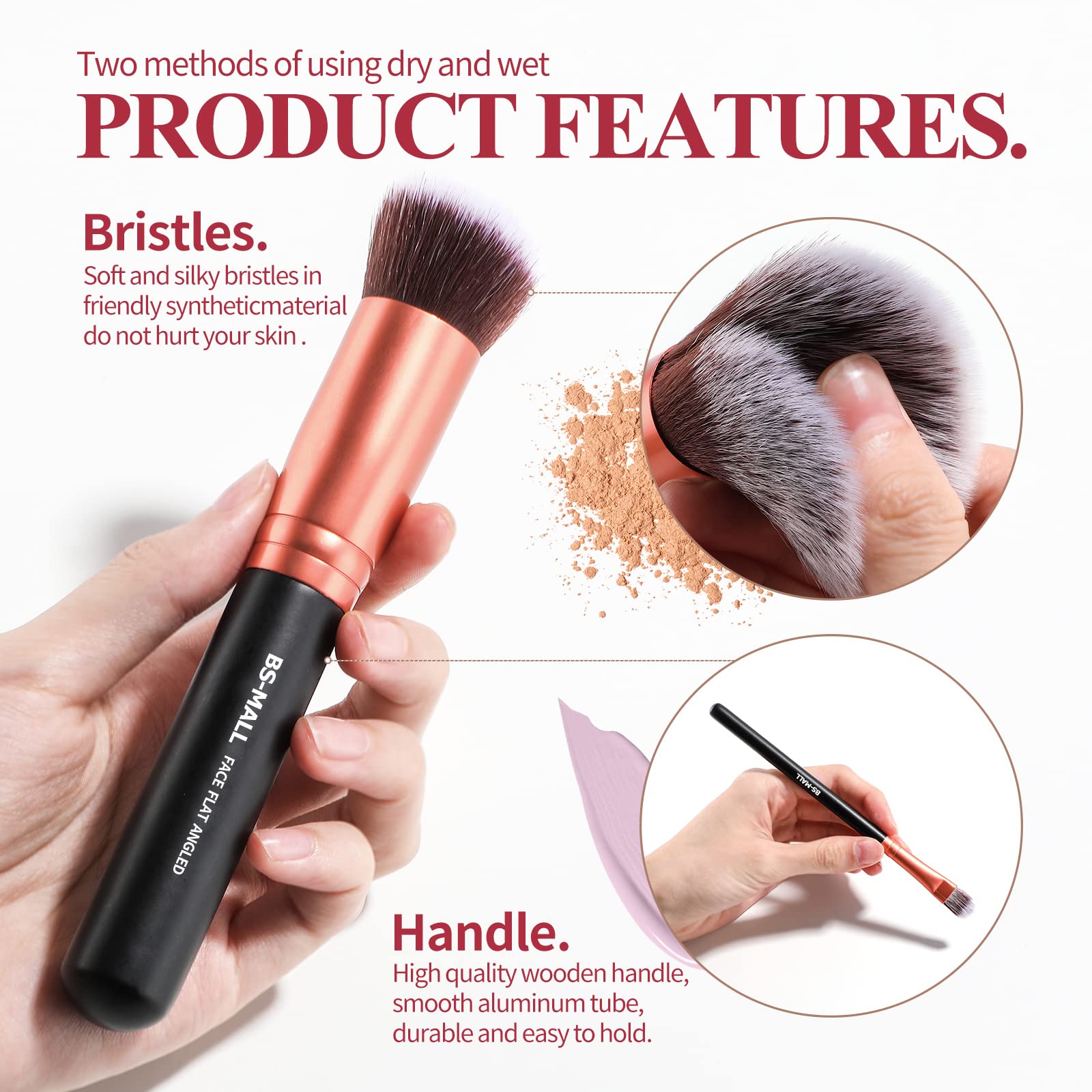 Brocha base y corrector de BS-MALL con pelo sintético suave