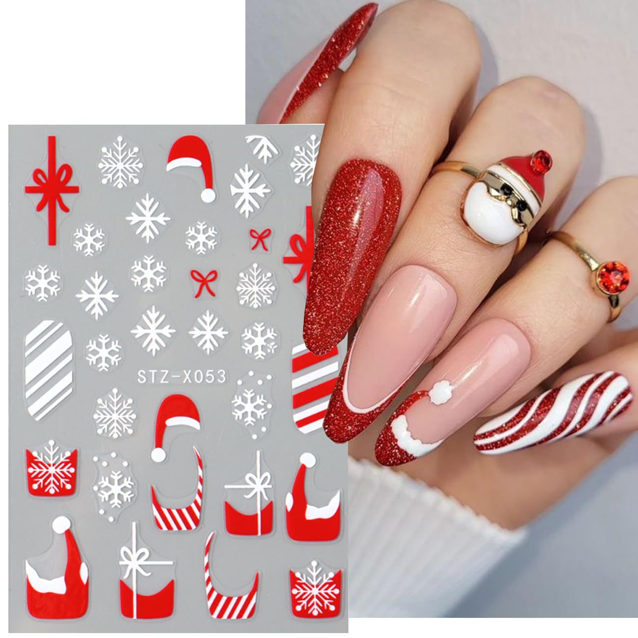 BSBTBZ estampa de uñas con brillo rojo 3D para efecto llamativo