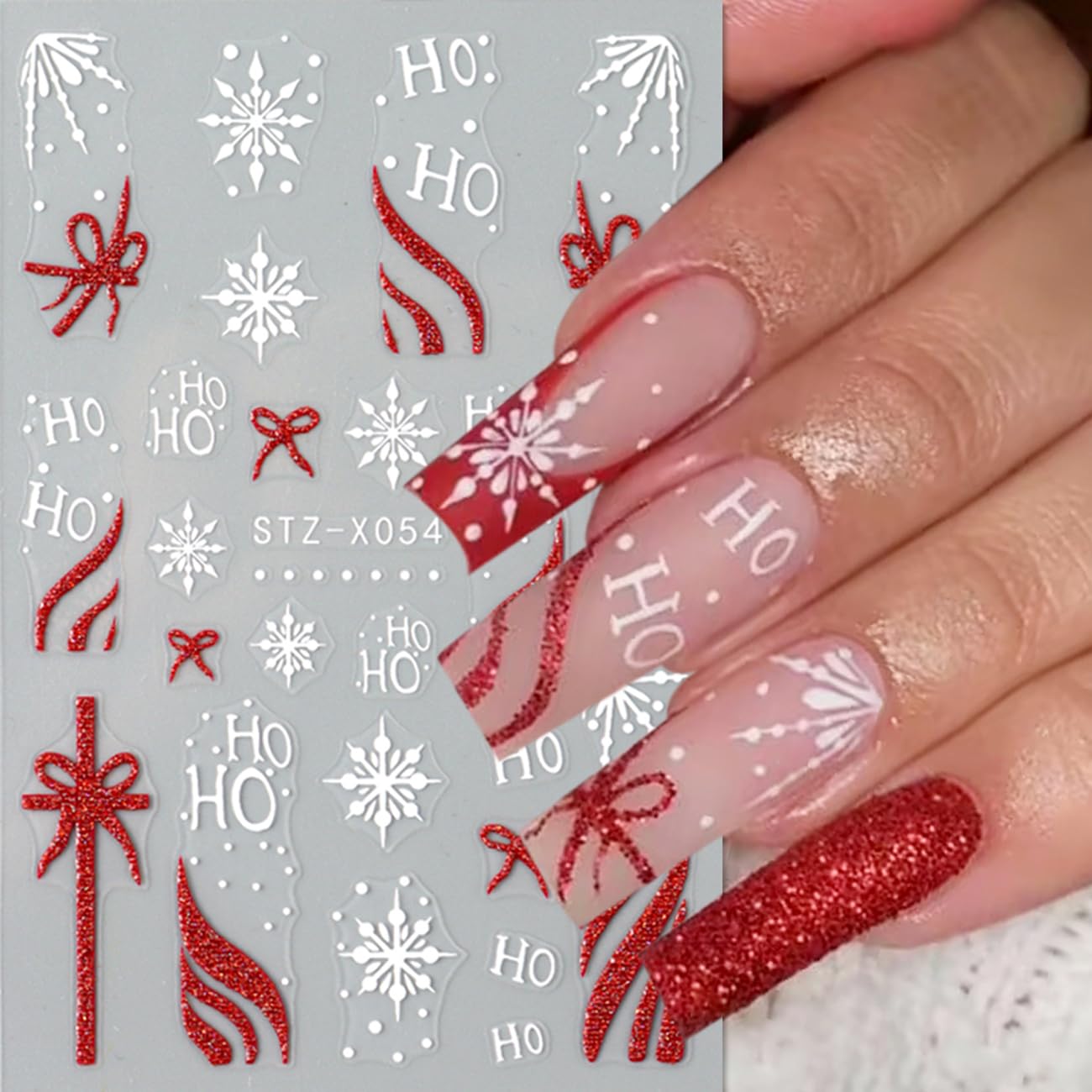 BSBTBZ estampa de uñas con diseño francés navideño
