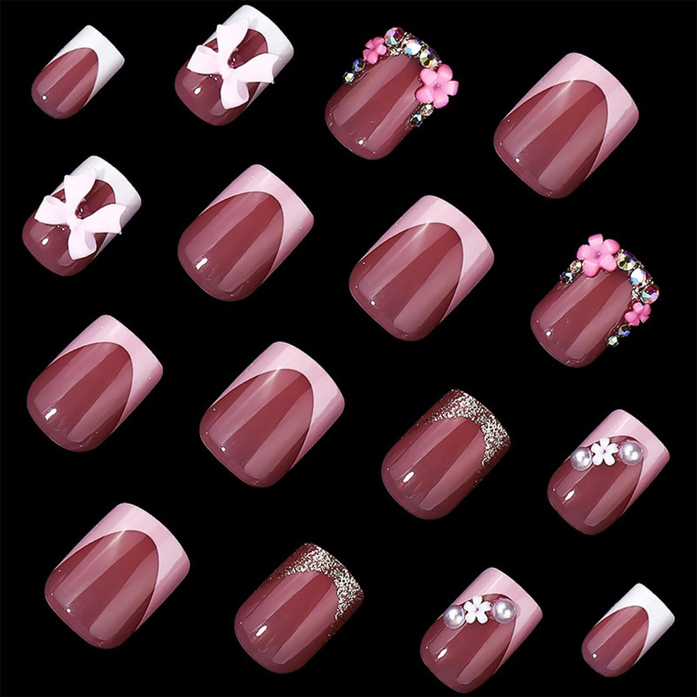 BSBTBZ uñas presión 24 piezas con cristales, brillo duradero para fiestas