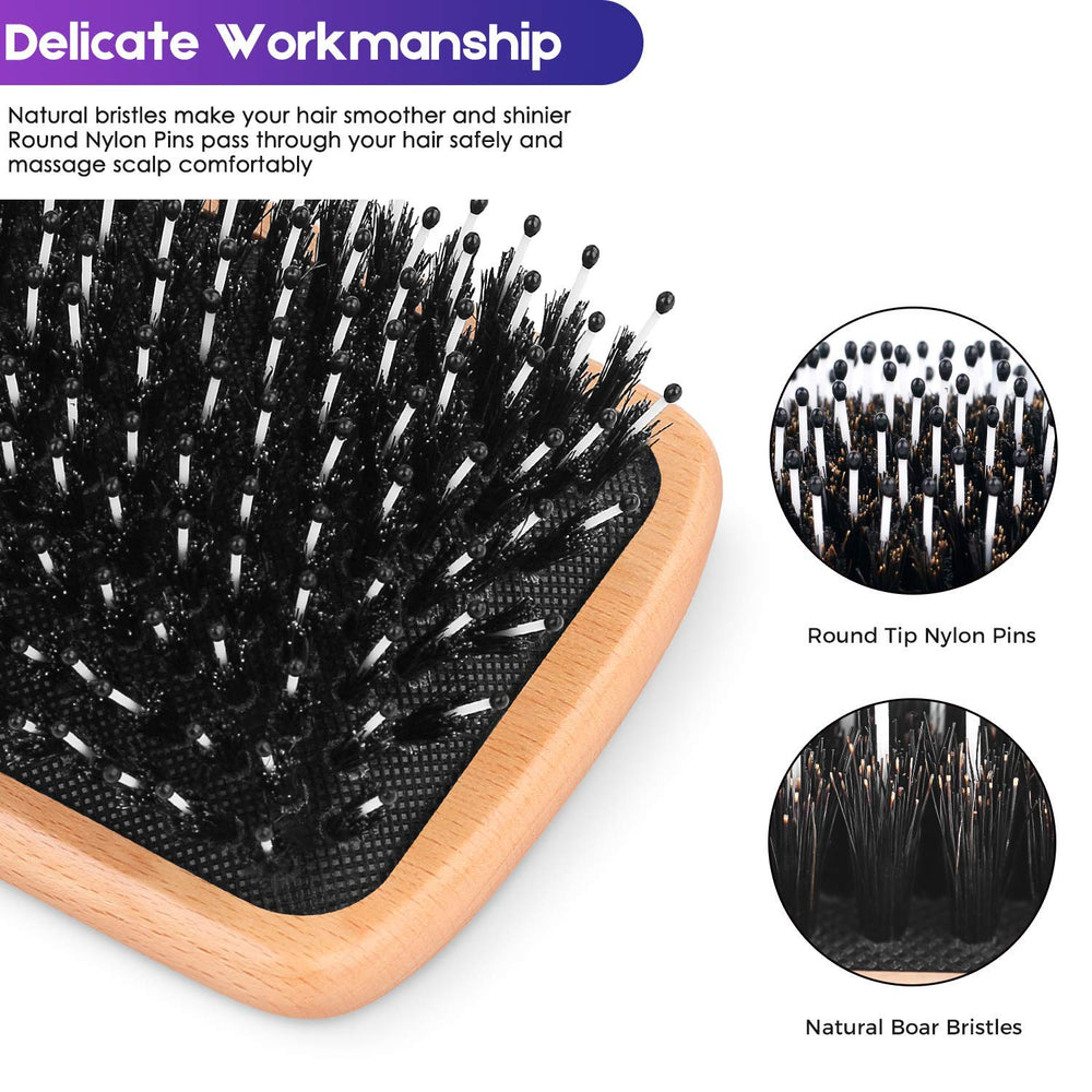 Bsisme cepillo con mango de madera ergonómico, agarre cómodo para uso diario.