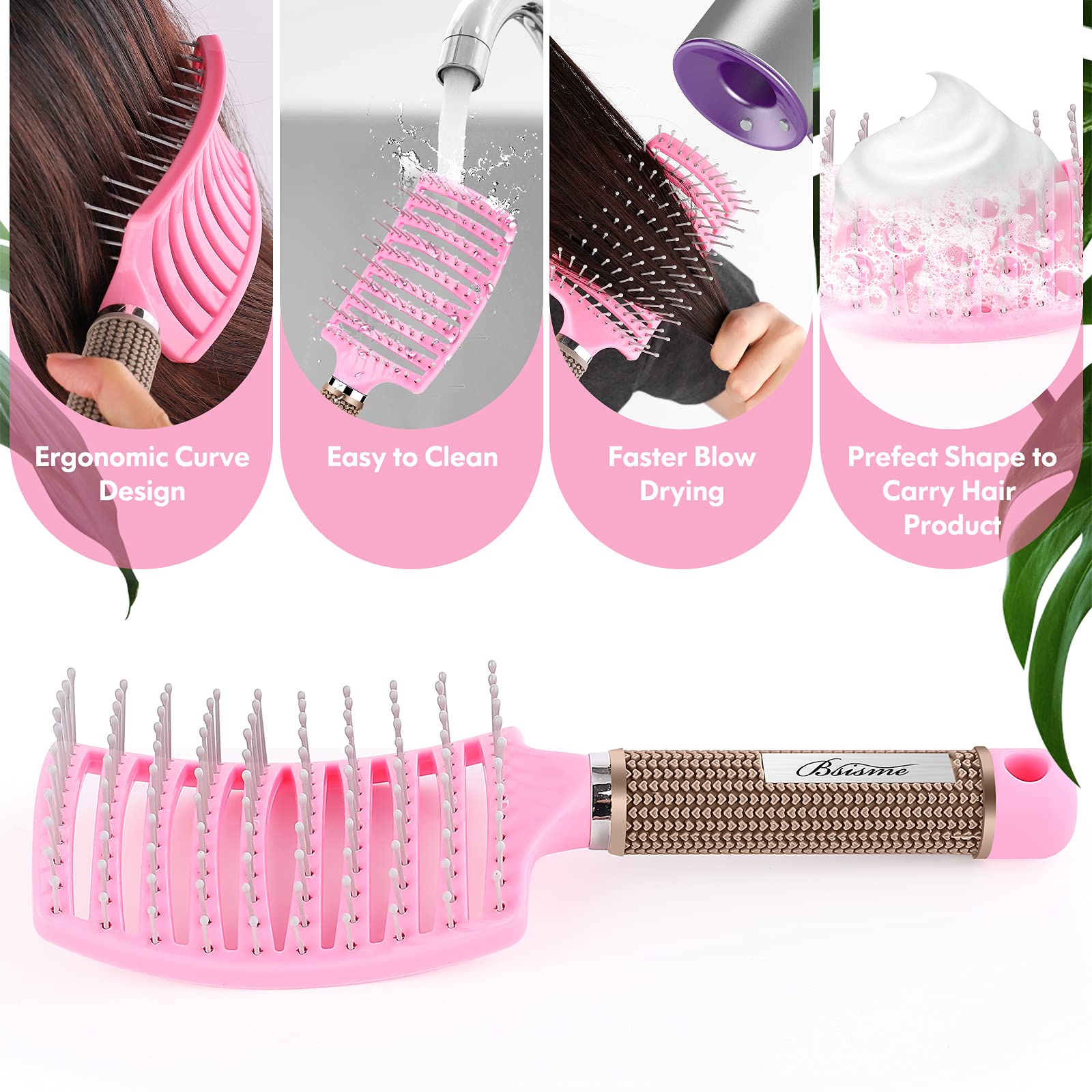 Bsisme cepillo para cabello grueso facilita desenredar sin dolor.