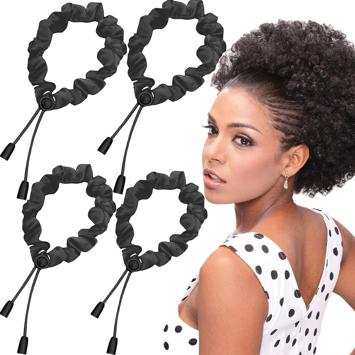 Bswox conjunto de 4 coletas satinadas negras para estilos diarios sin tirones.