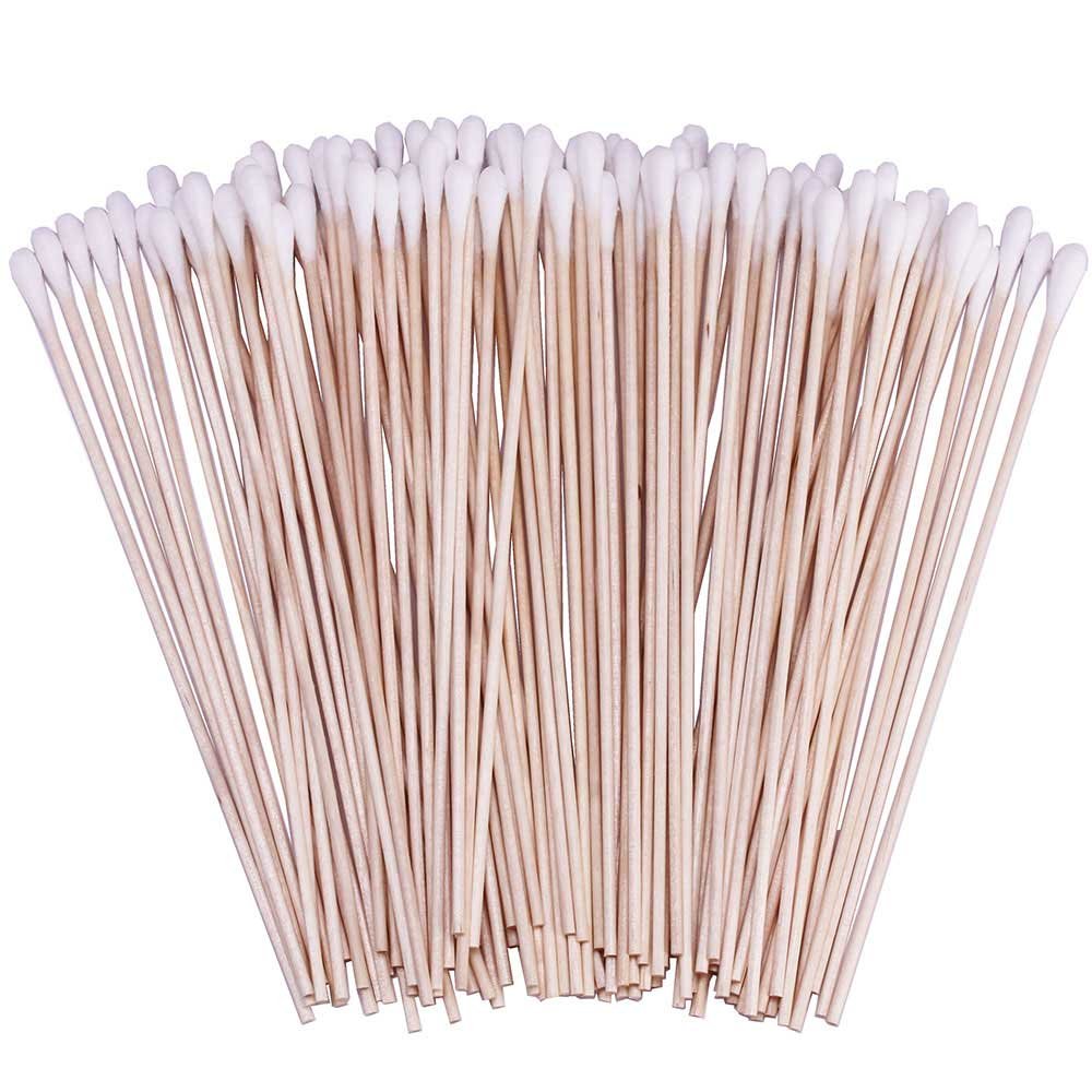 BTYMS bastoncillos de algodón de 6 pulgadas con mango de madera para limpieza precisa.