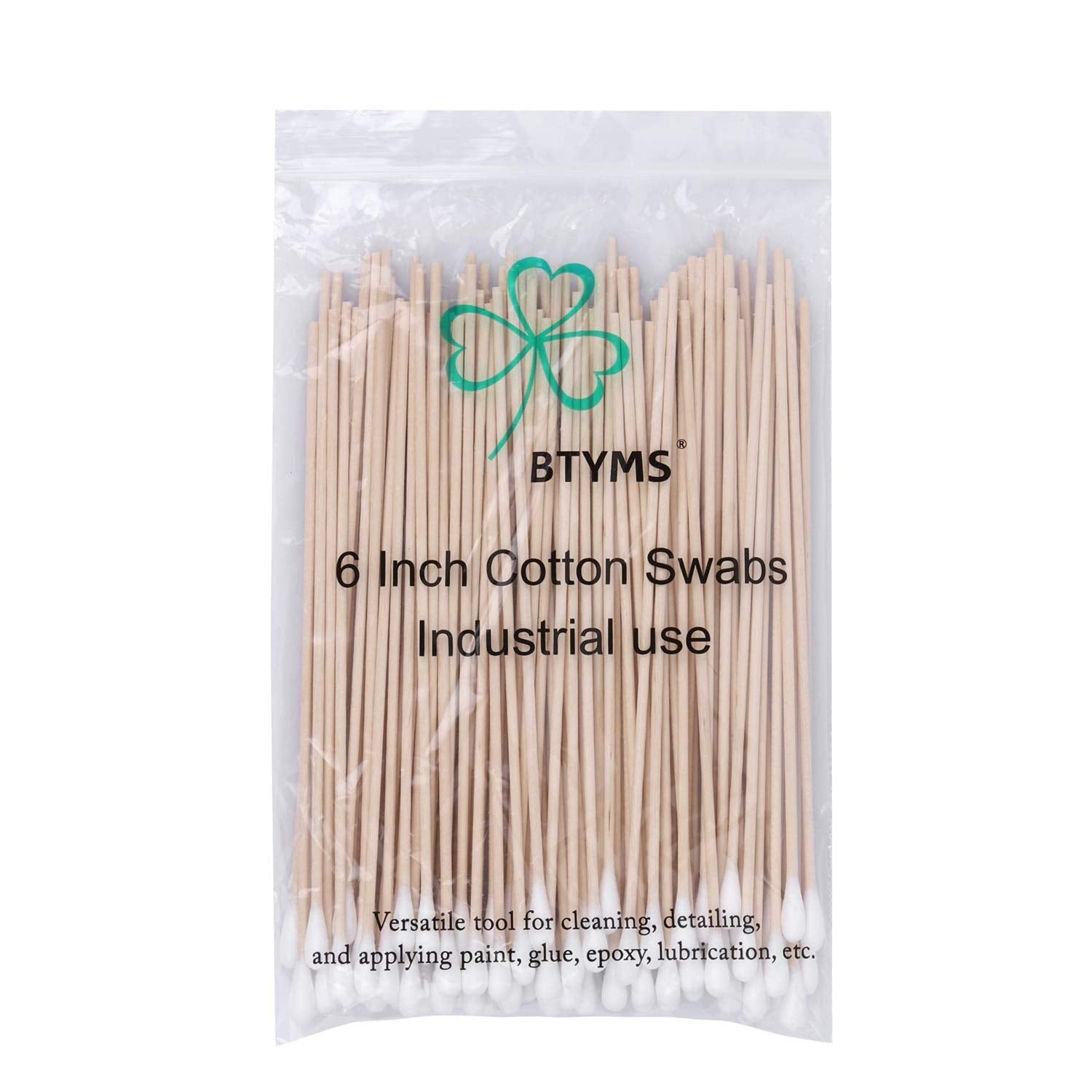 BTYMS paquete de 400 bastoncillos de algodón con mango de madera para múltiples usos.
