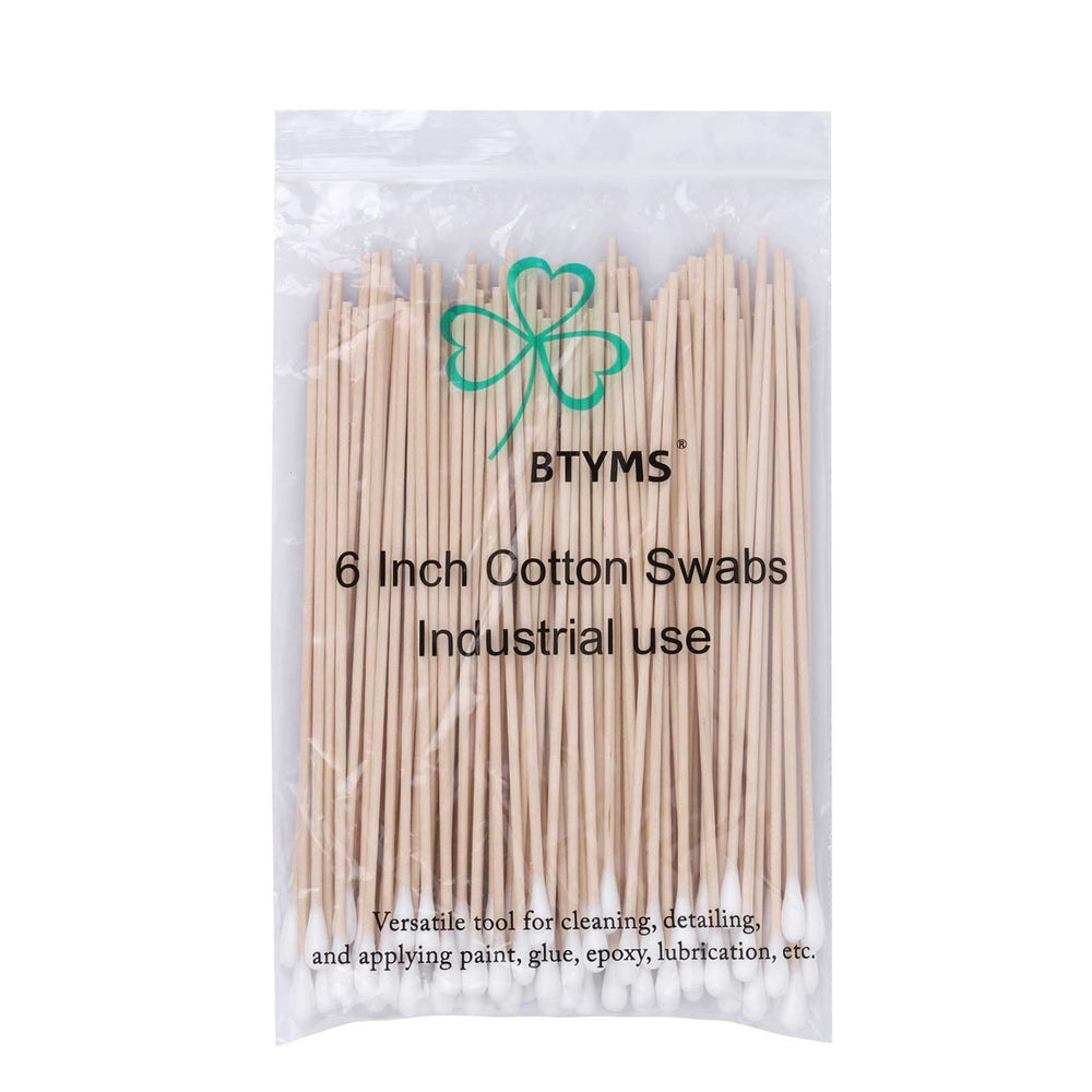 BTYMS paquete de 400 bastoncillos de algodón con mango de madera para múltiples usos.