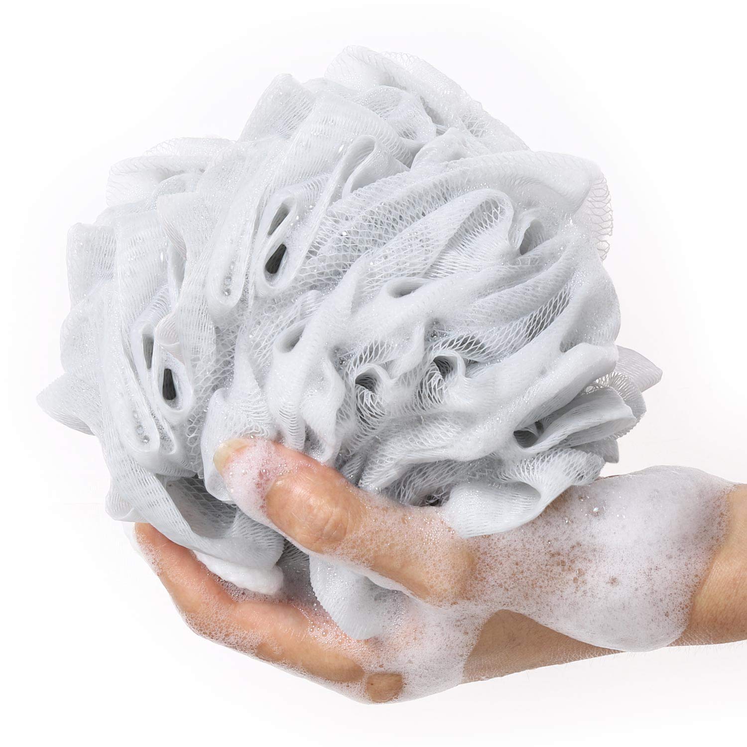 BTYMS esponja exfoliante de ducha genera espuma y limpieza eficiente.