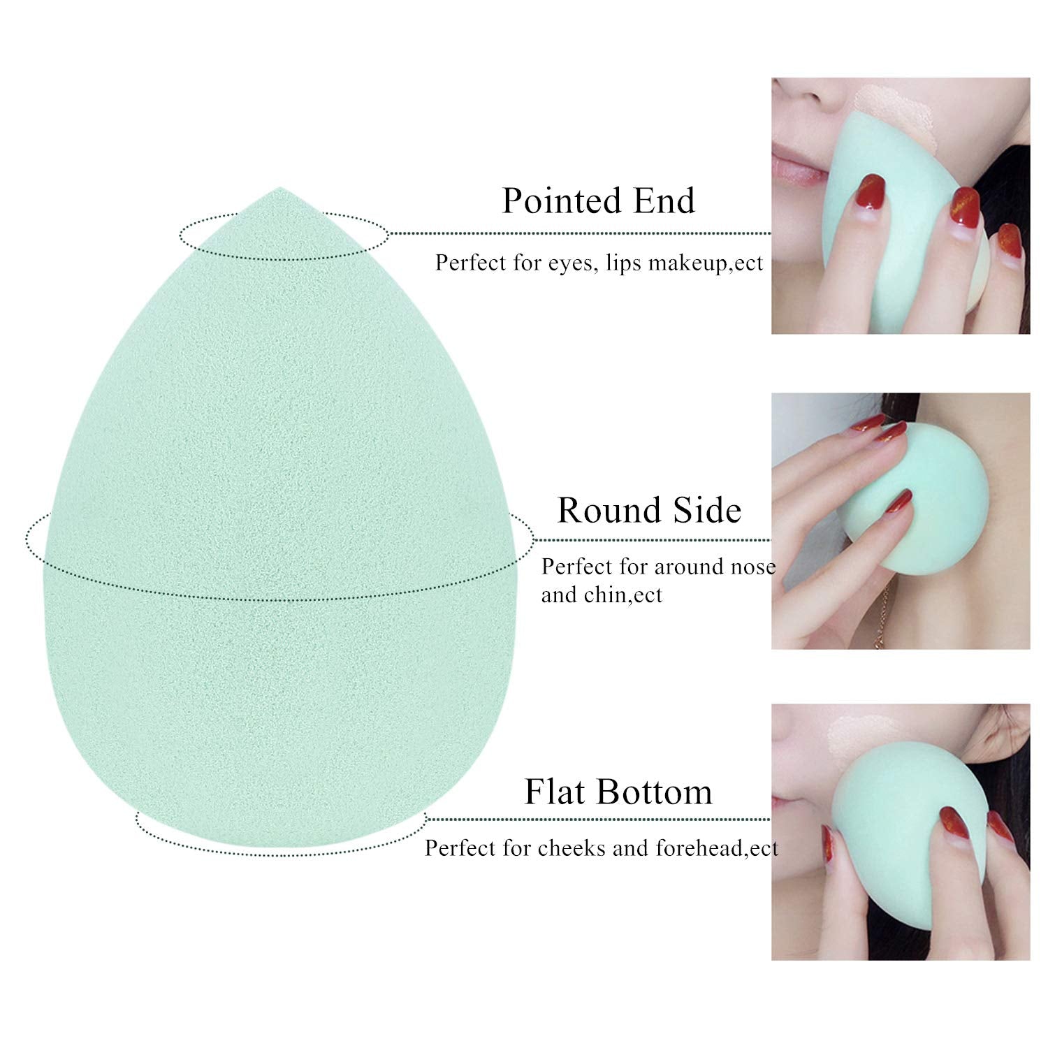 BTYMS esponja maquillaje aplicación foundation con punta para zonas difíciles.