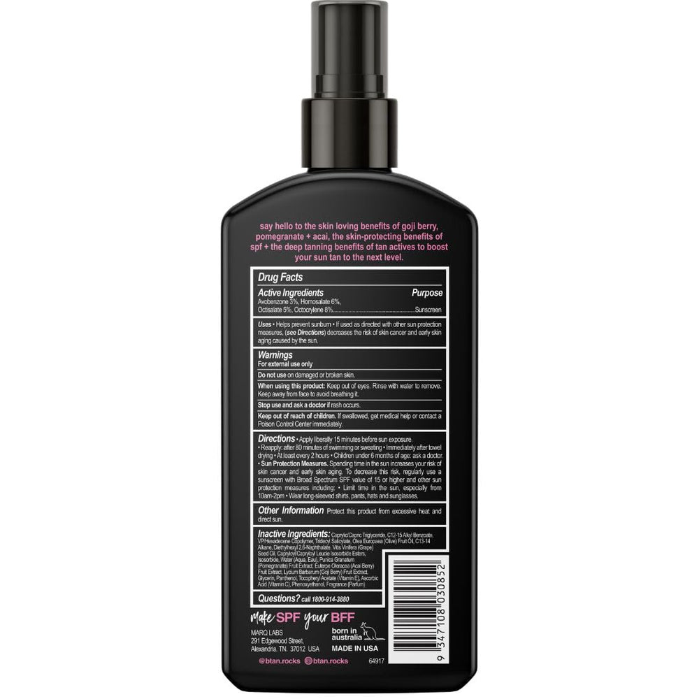 b.tan bouteille bronzage SPF7 spray pour application rapide et uniforme