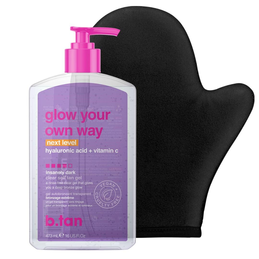 BTAN gel bronceado claro en botella para un color uniforme y natural.