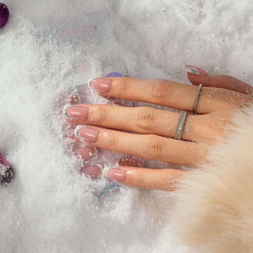 BTArtbox Ice Veil nails on a hand demonstrating square tip