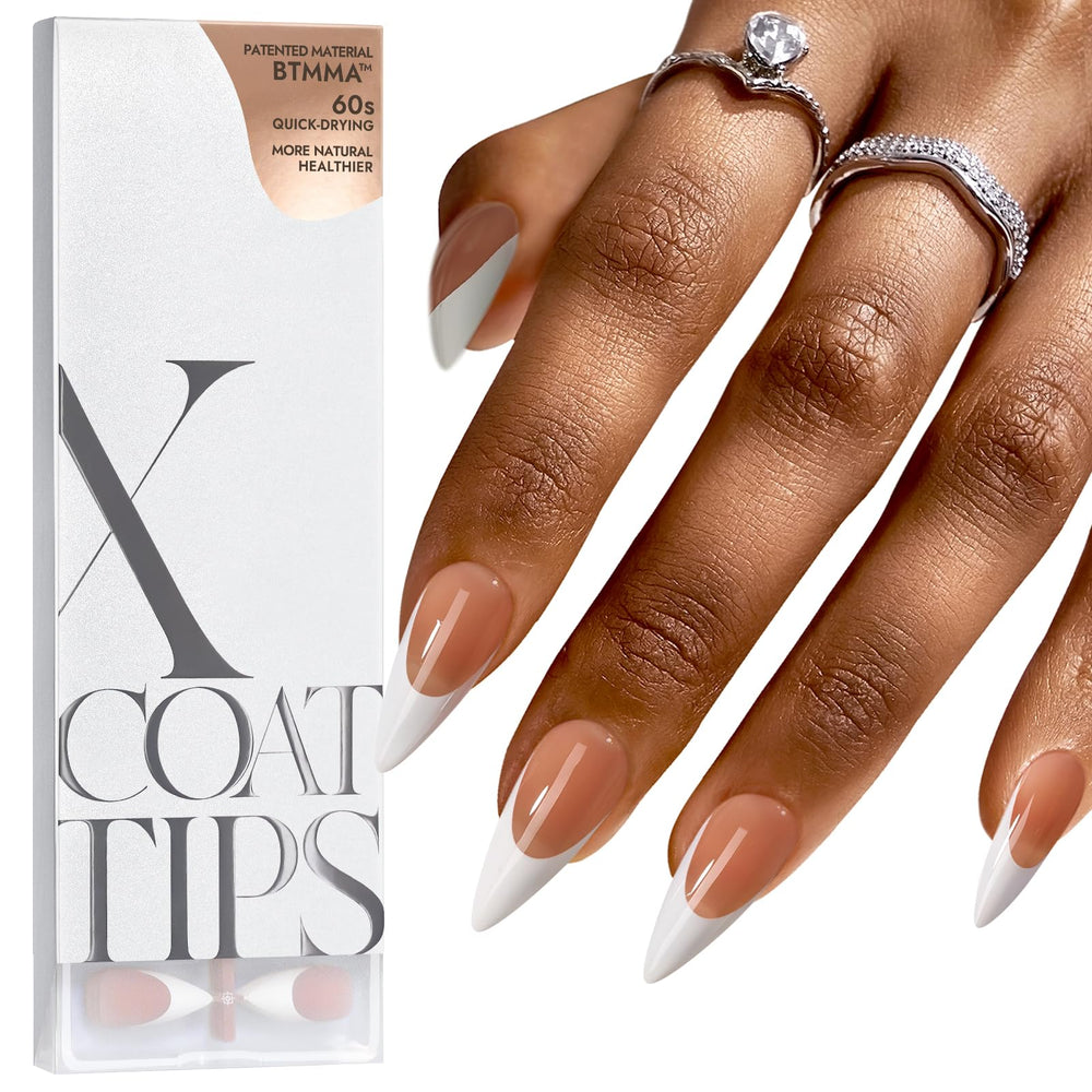 BTArtboxnails punta francesa marrón largo estileto para uñas elegantes.