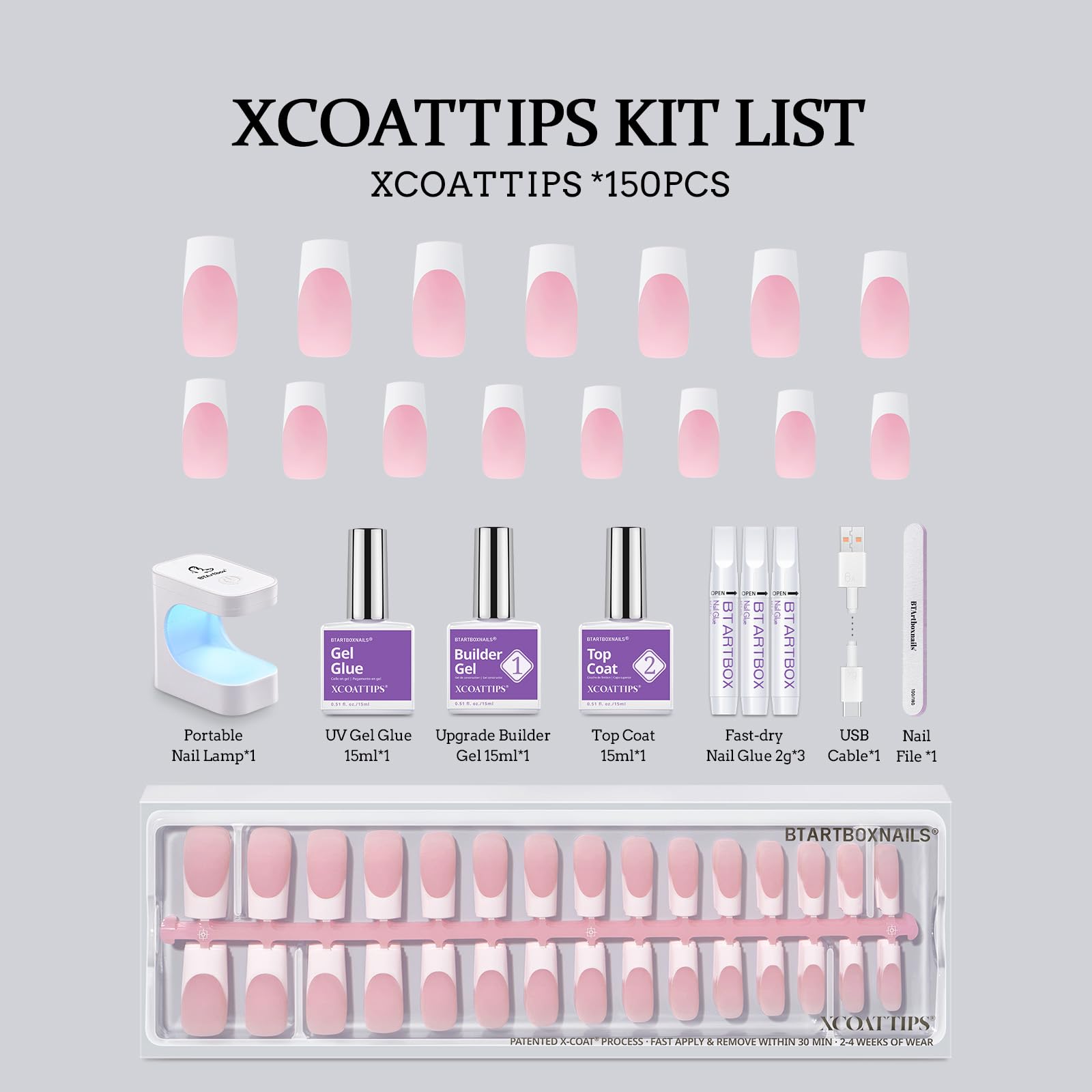 BTArtboxnails XCOATTIPS gel de construcción y capa superior, protección duradera para diseños
