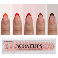 BTArtboxnails XCOATTIPS frente frances rojo para manicura elegante