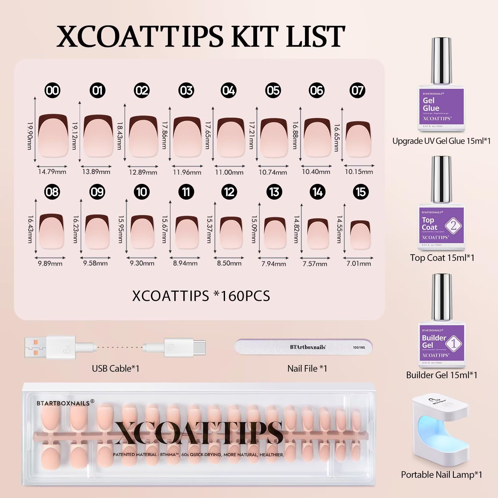 BTArtboxnails XCOATTIPS lámpara UV para curado uniforme.