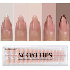 BTArtboxnails XCOATTIPS con punta francesa en almendra mediana para tono de piel clara