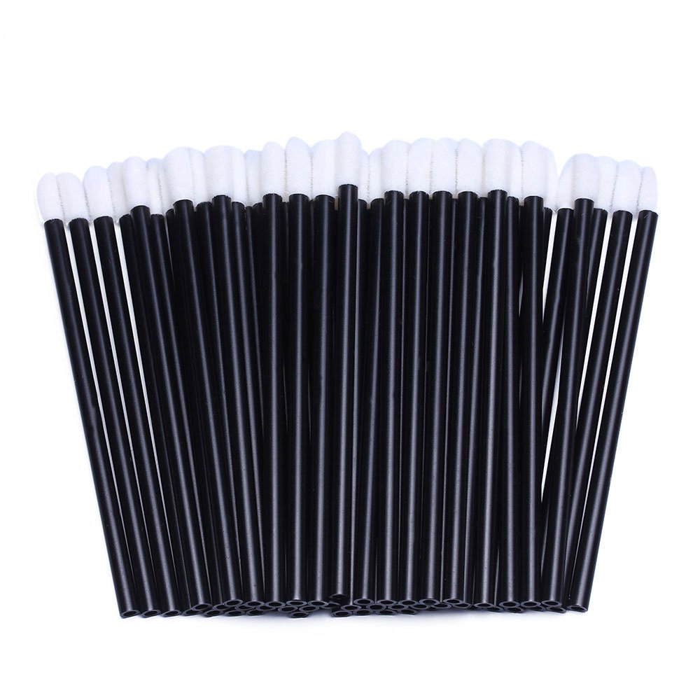 BTYMS aplicador labial desechable con mango negro para uso cómodo e higiénico.