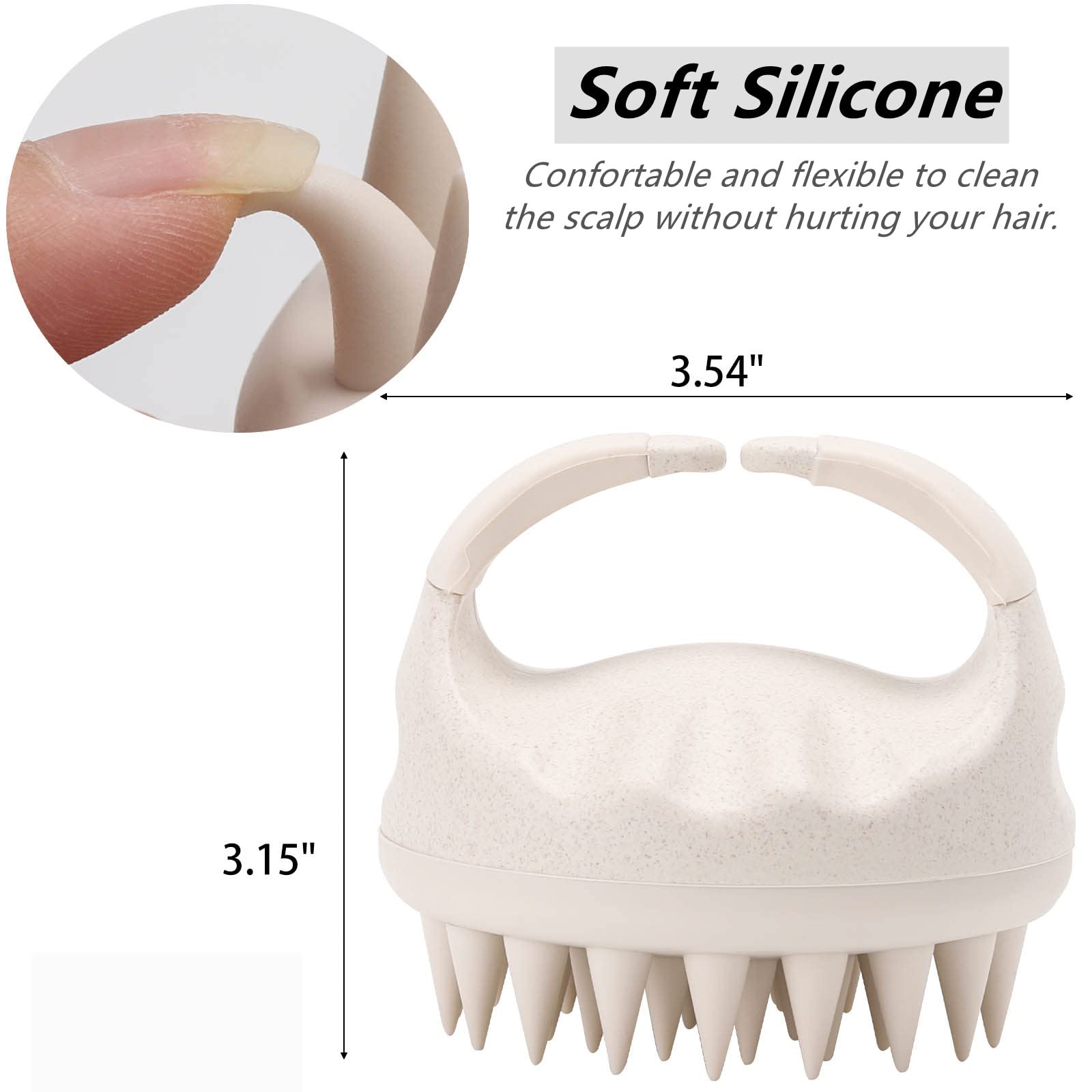 BTYMS cepillo para lavado de cabello en silicona, apto para uso diario.