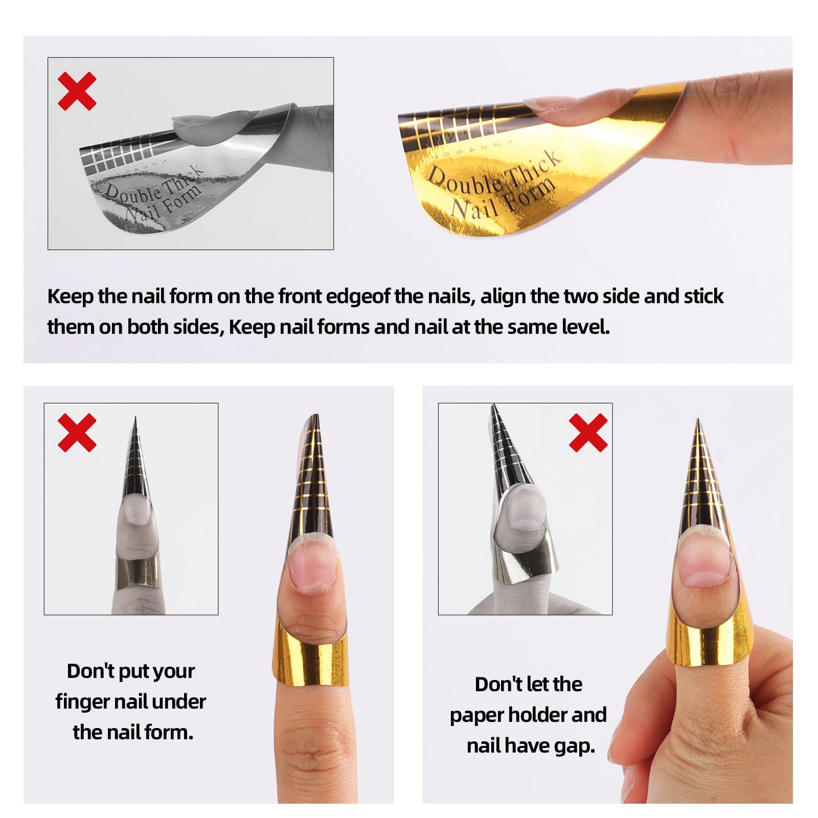BTYMS Formas papel para uñas oro: más fácil de usar para principiantes.