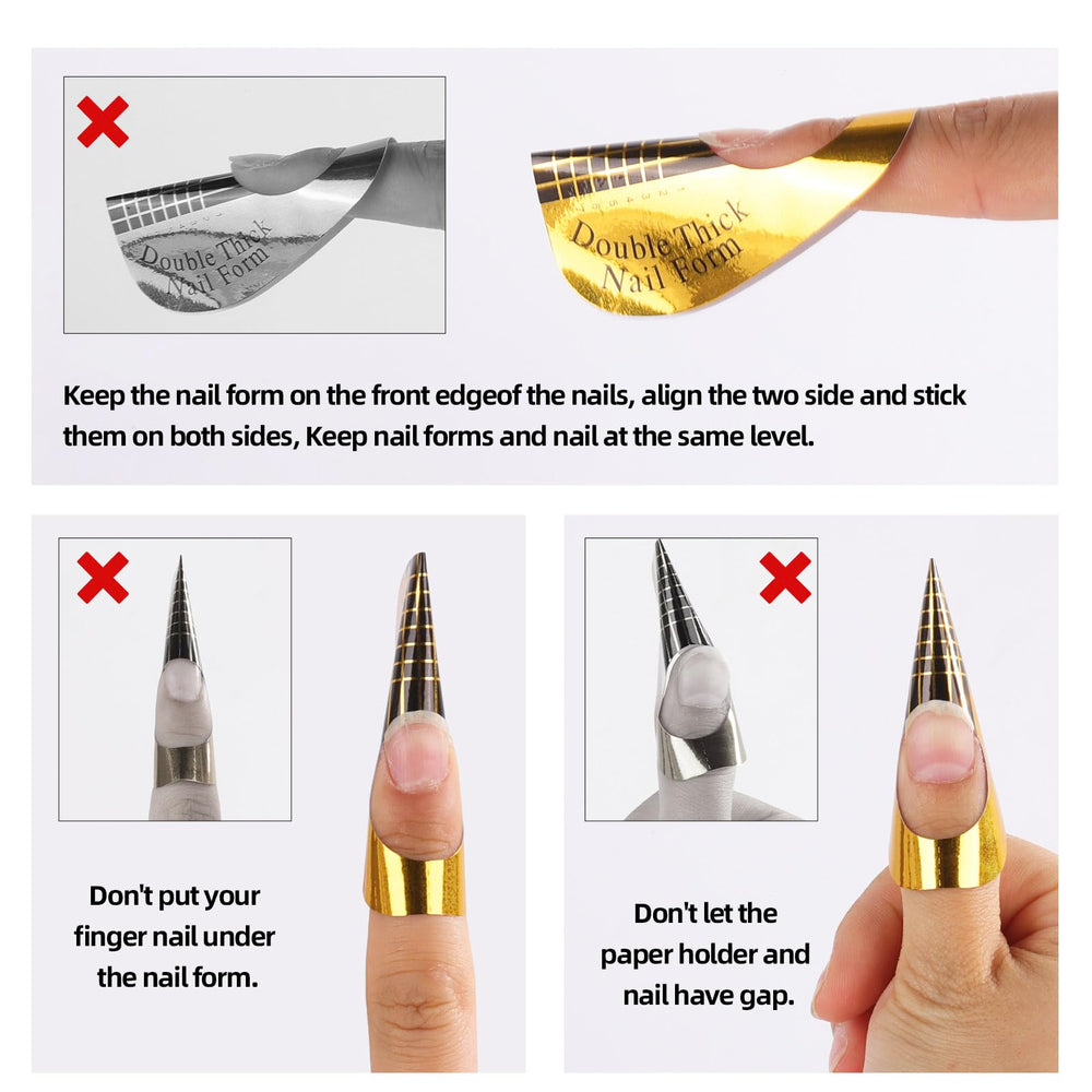 BTYMS Formas papel para uñas oro: más fácil de usar para principiantes.