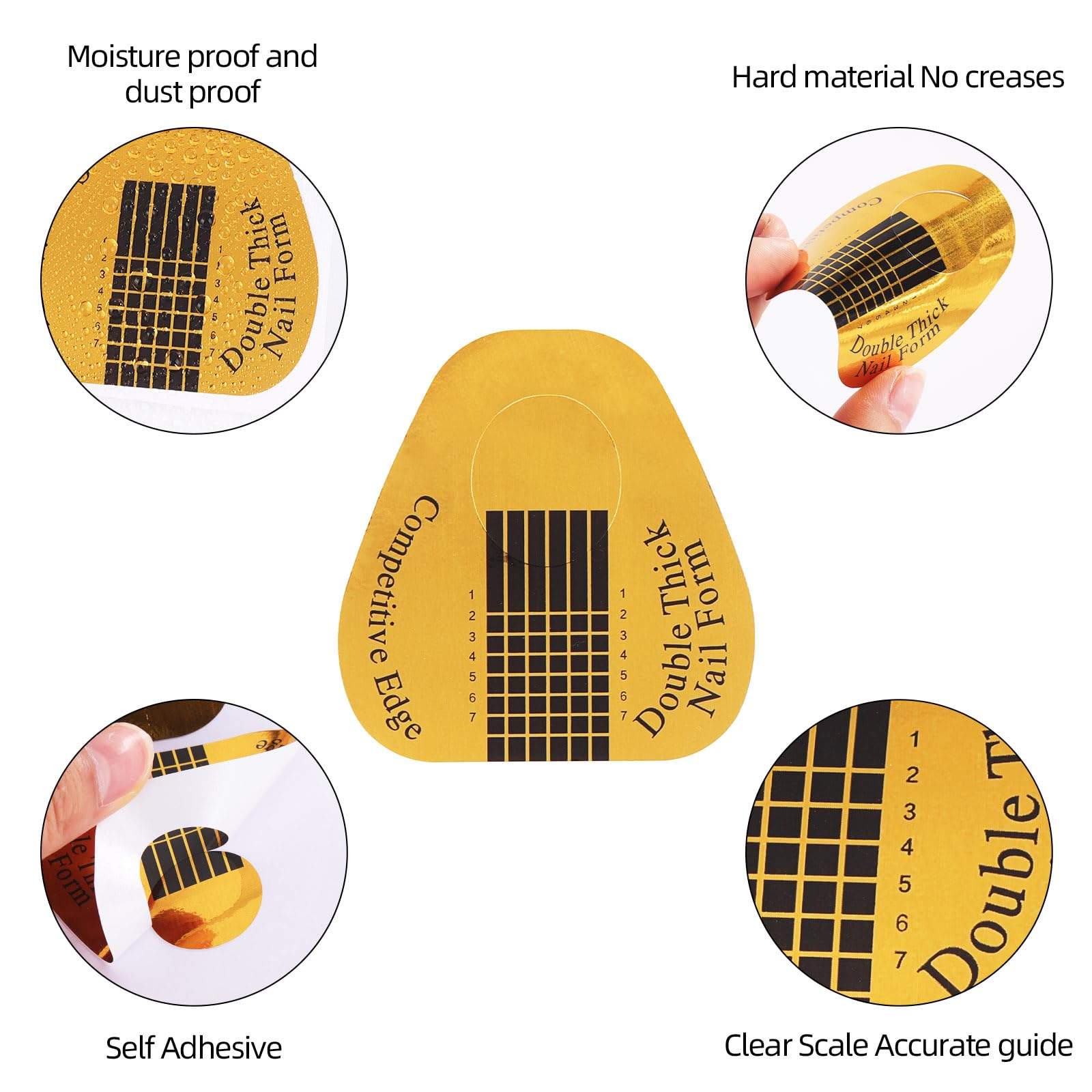 BTYMS Formas uñas acrilicas gruesas oro: adherencia firme y retirada sencilla.