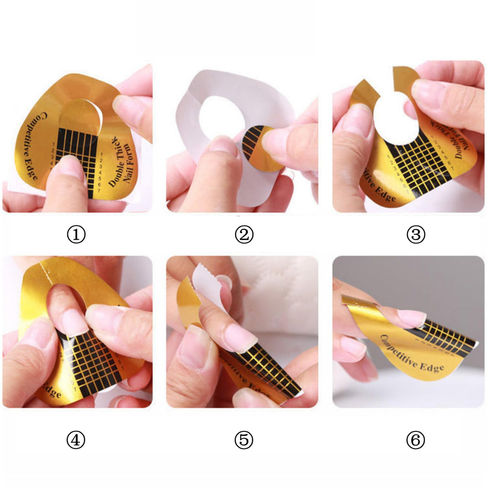 BTYMS Formas uñas con marcas de longitud oro: guía precisa para tallado uniforme.