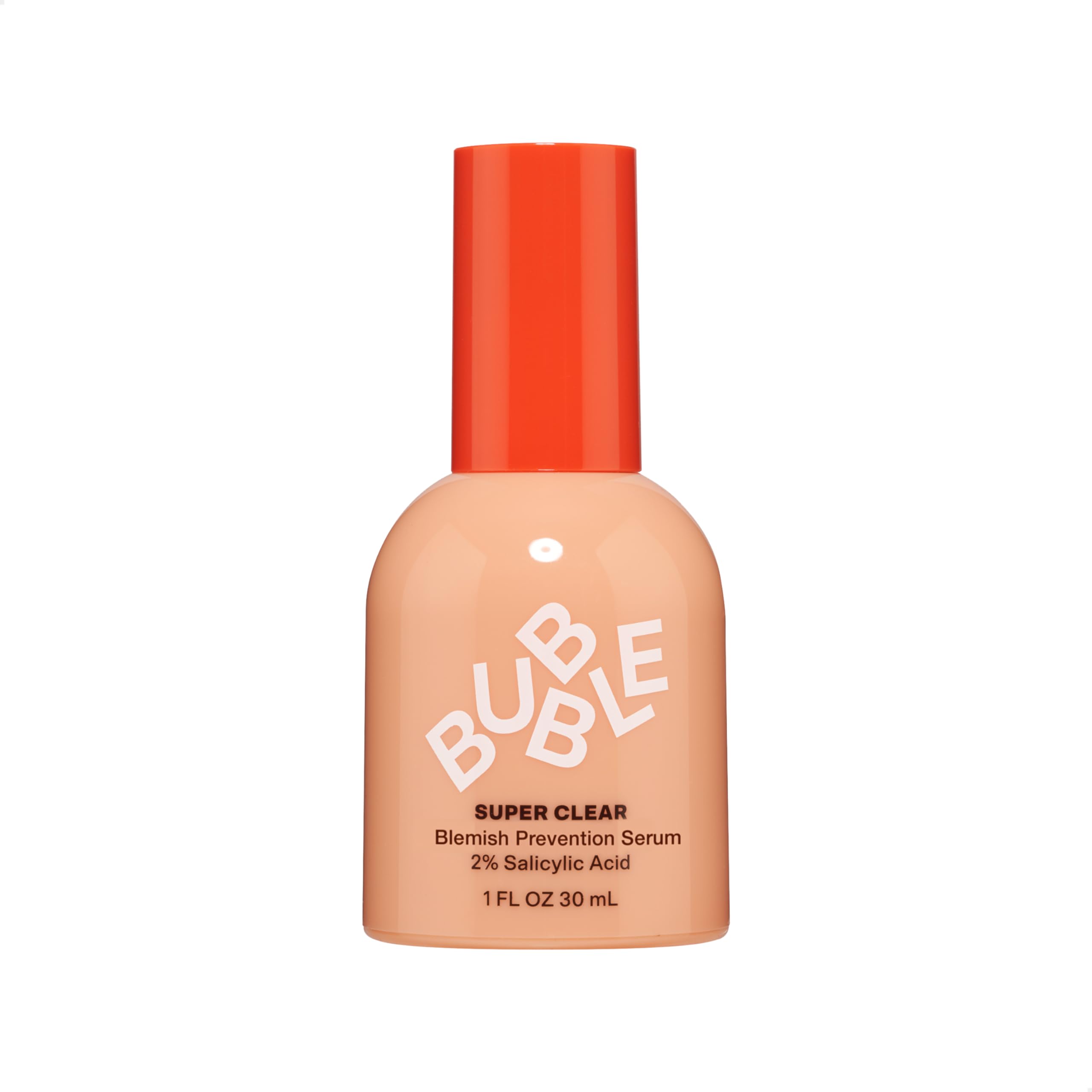 Bubble Skincare Super Clear muestra la botella vertida, ideal para piel con imperfecciones.