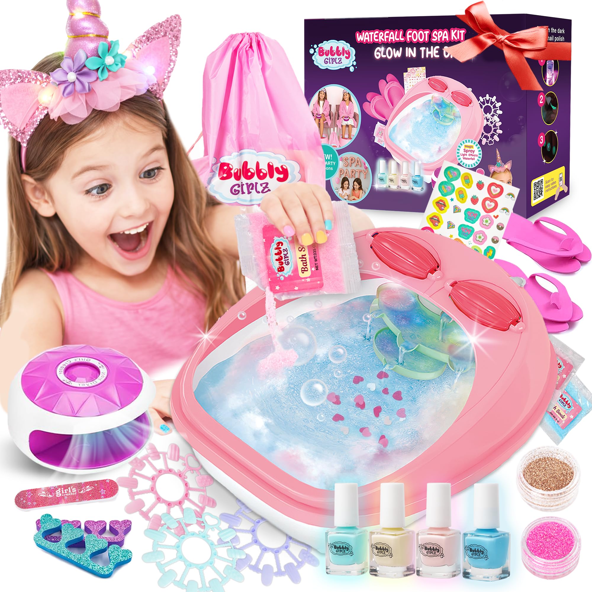 Bubbly Girlz kit spa brilla-en-la-noche para diversión nocturna segura.