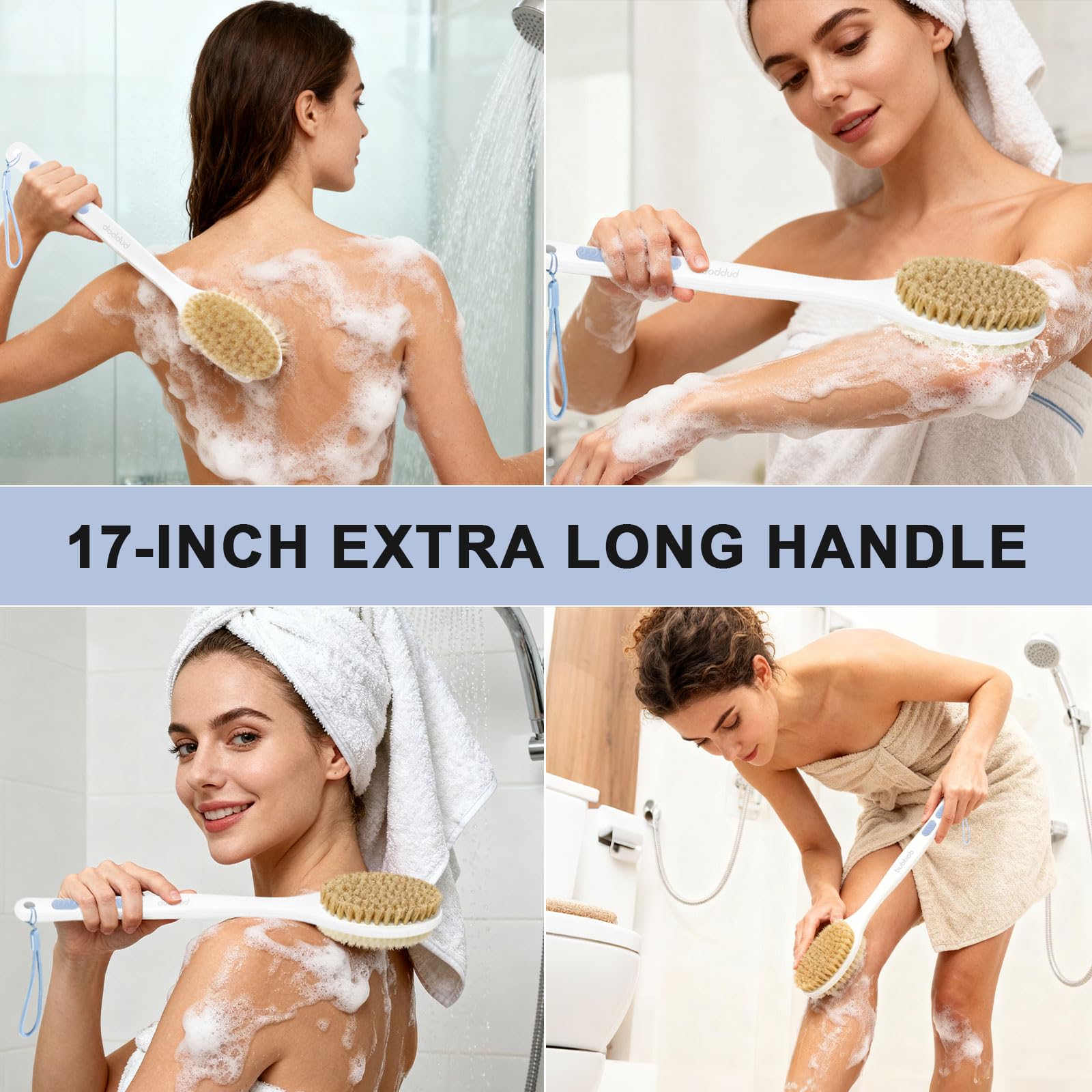 Bubbob cerdas suaves en doble cara para scrub suave en la ducha
