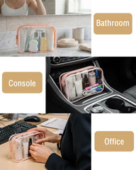 Buminee cosmetiquera transparente pequeña, organiza maquillaje y protege tus productos.